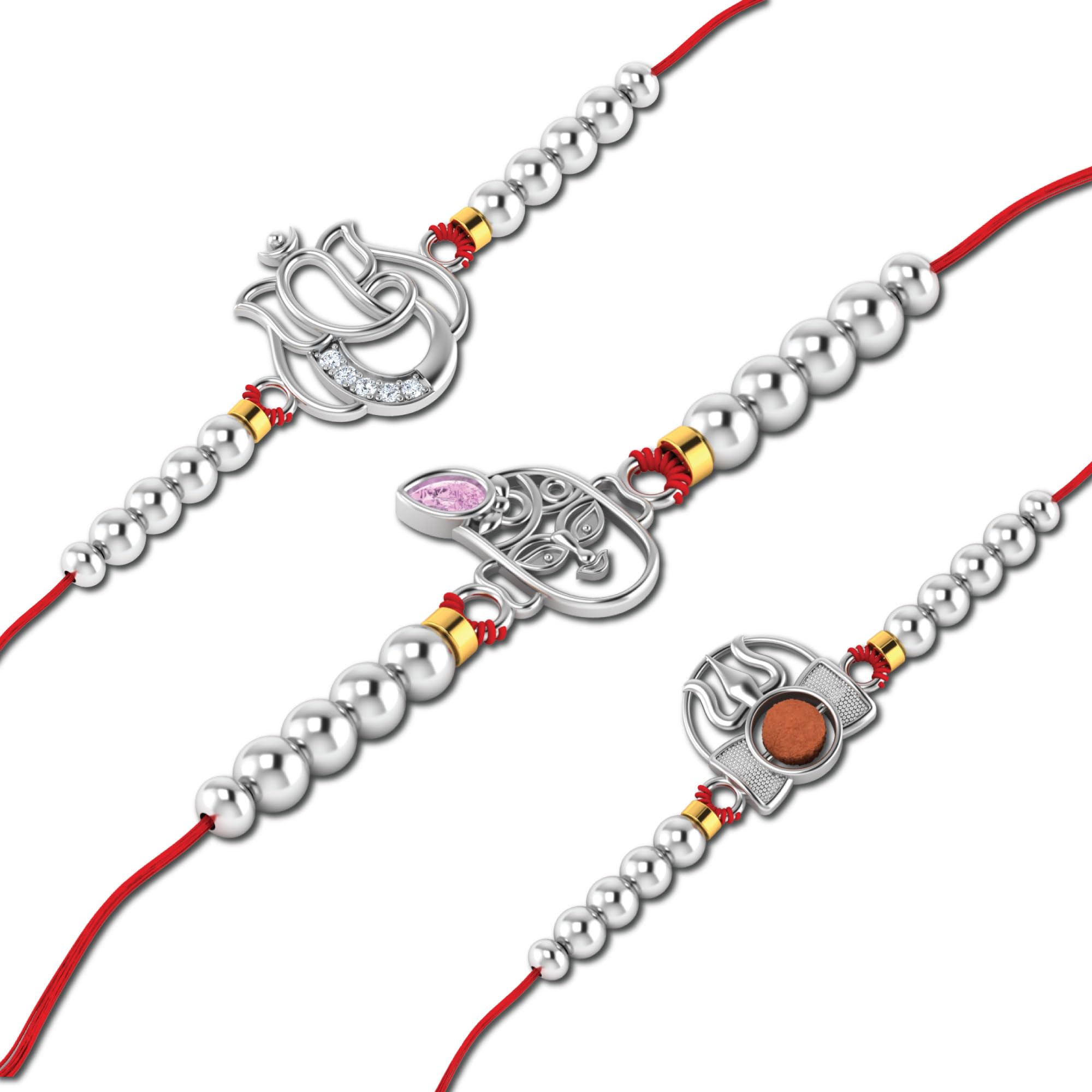 37.5 Silver Rakhi Combo Pack of 3 – Traditional & Designer Rakhis with Premium Gift Box | Since 1983 | Endorsed by Riya Sen (Rakhi19)-image-43