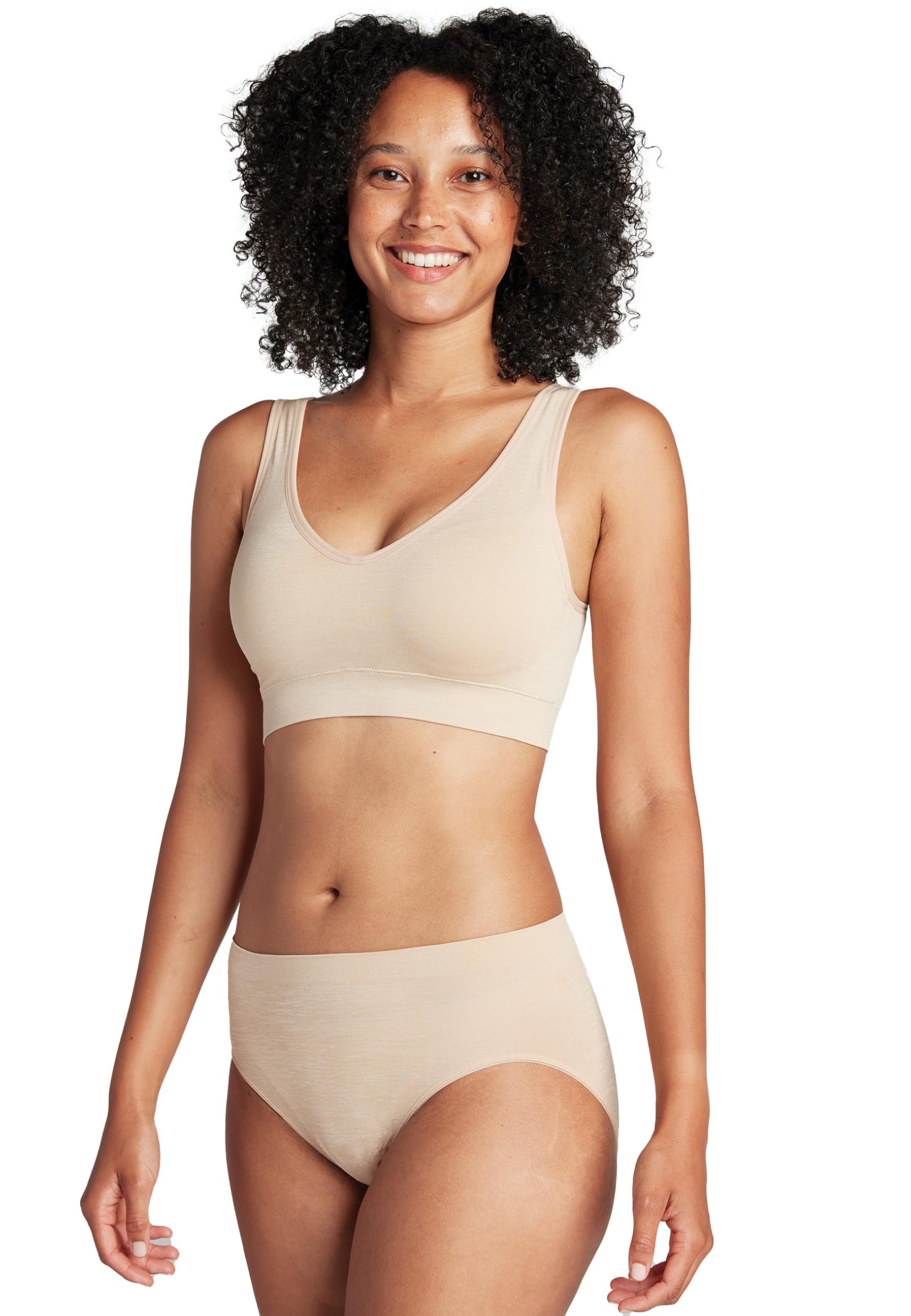 Jockey Women's Light Beige Melange Back Smoothing Seamfree Bralette, M