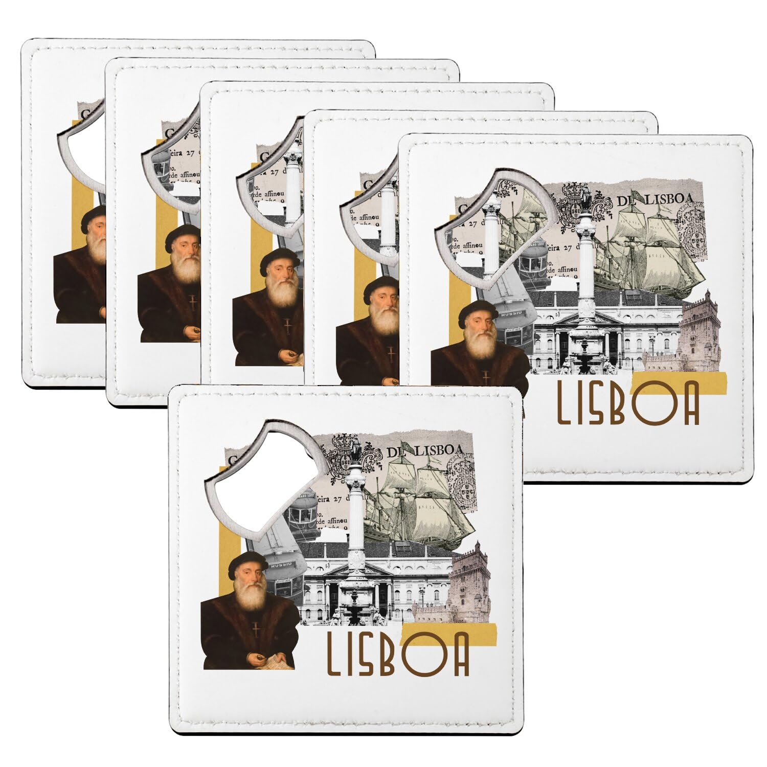 Sous verre décapsuleur Lisbonne Portugal lot de 6 idée cadeau souvenir de vacances