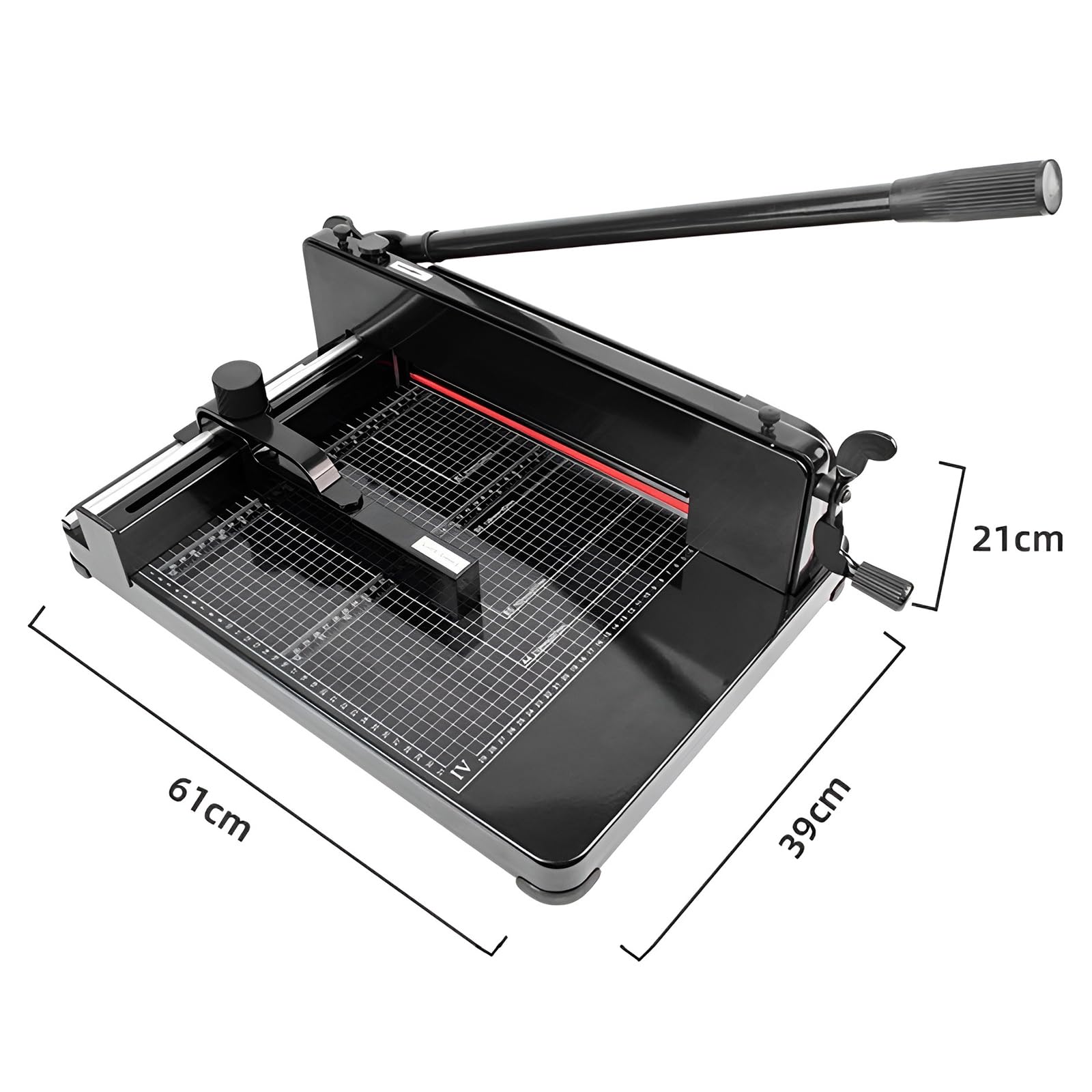 Coupe-papier Guillotine robuste de 400 feuilles avec capacité de 40 mm, base en acier industriel, verrouillage de sécurité et lignes de grille pour bureau, imprimerie, école