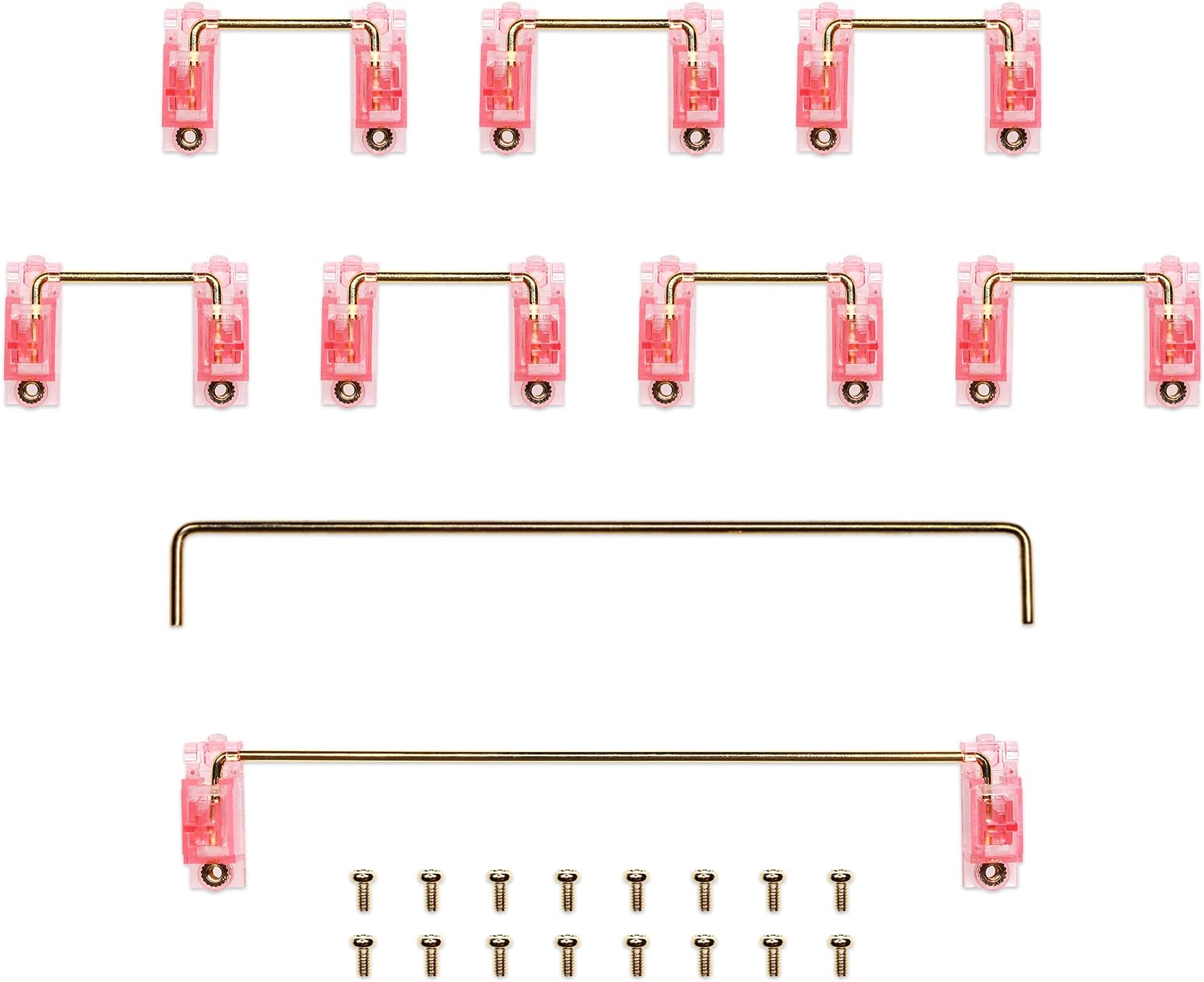 Everglide V2 Transparent Gold Plated PCB Screw in Stabilizer for Custom Mechanical Keyboard gh60 xd64 xd84 6.25x 2X xd96 xd87 (EG V2 Pink 104 Plus x1)