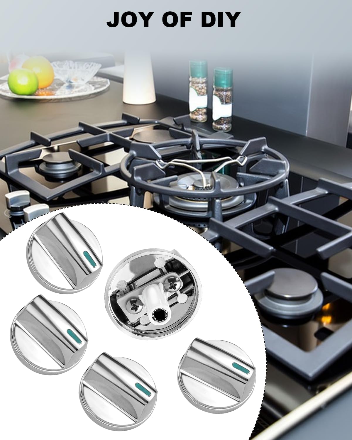 puxyblue 5 Pcs 00658161 Bosch Gas Cooktop Burner Stove Knobs Replaces 00653119 653119 658161 Compatible with NGM8054UC/03 NGM8654UC/03 NGM8654UC/04 Models