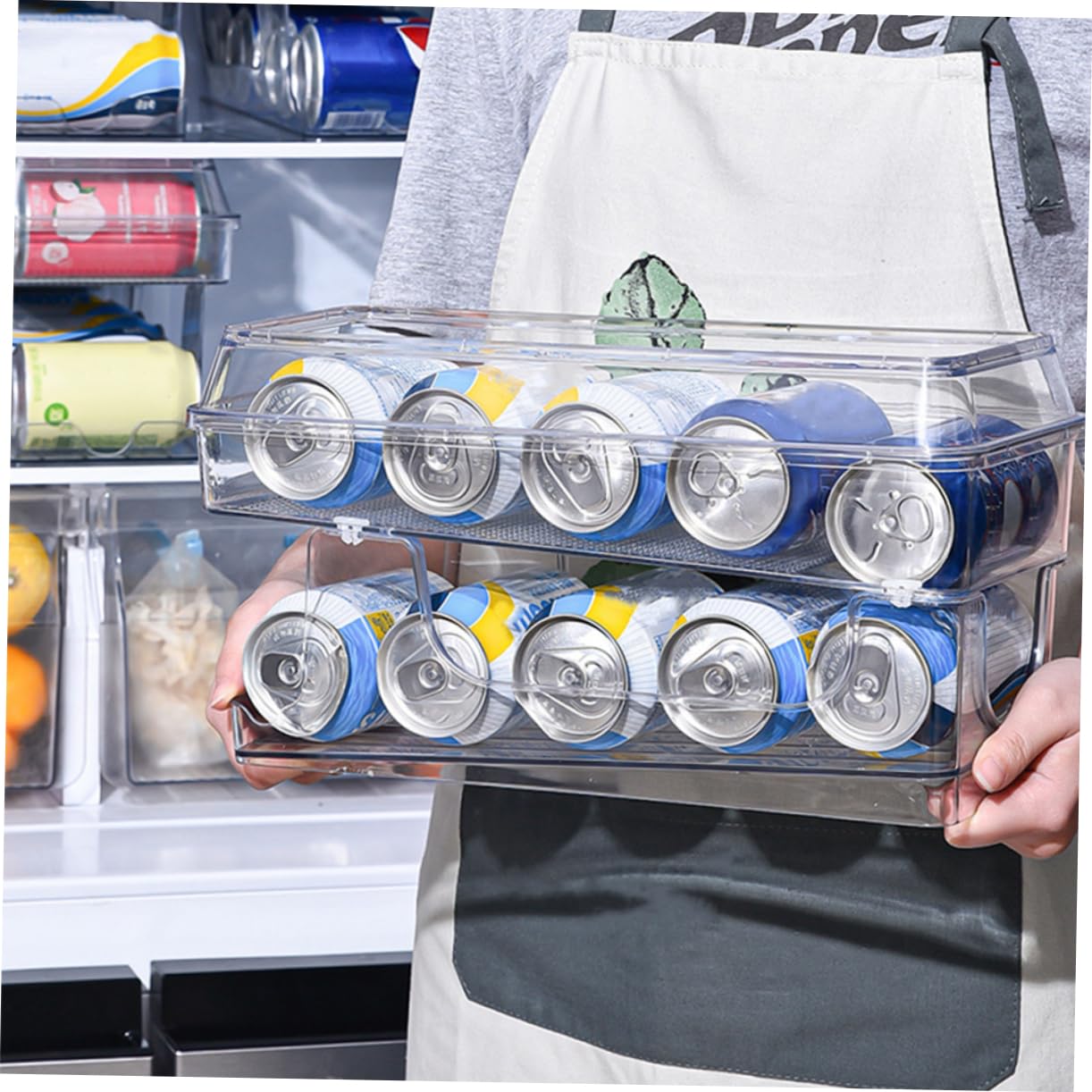 SOLUSTRE Pet Material Can Organizer Double Layer Storage Box Fridge Soda Holder Easy Access