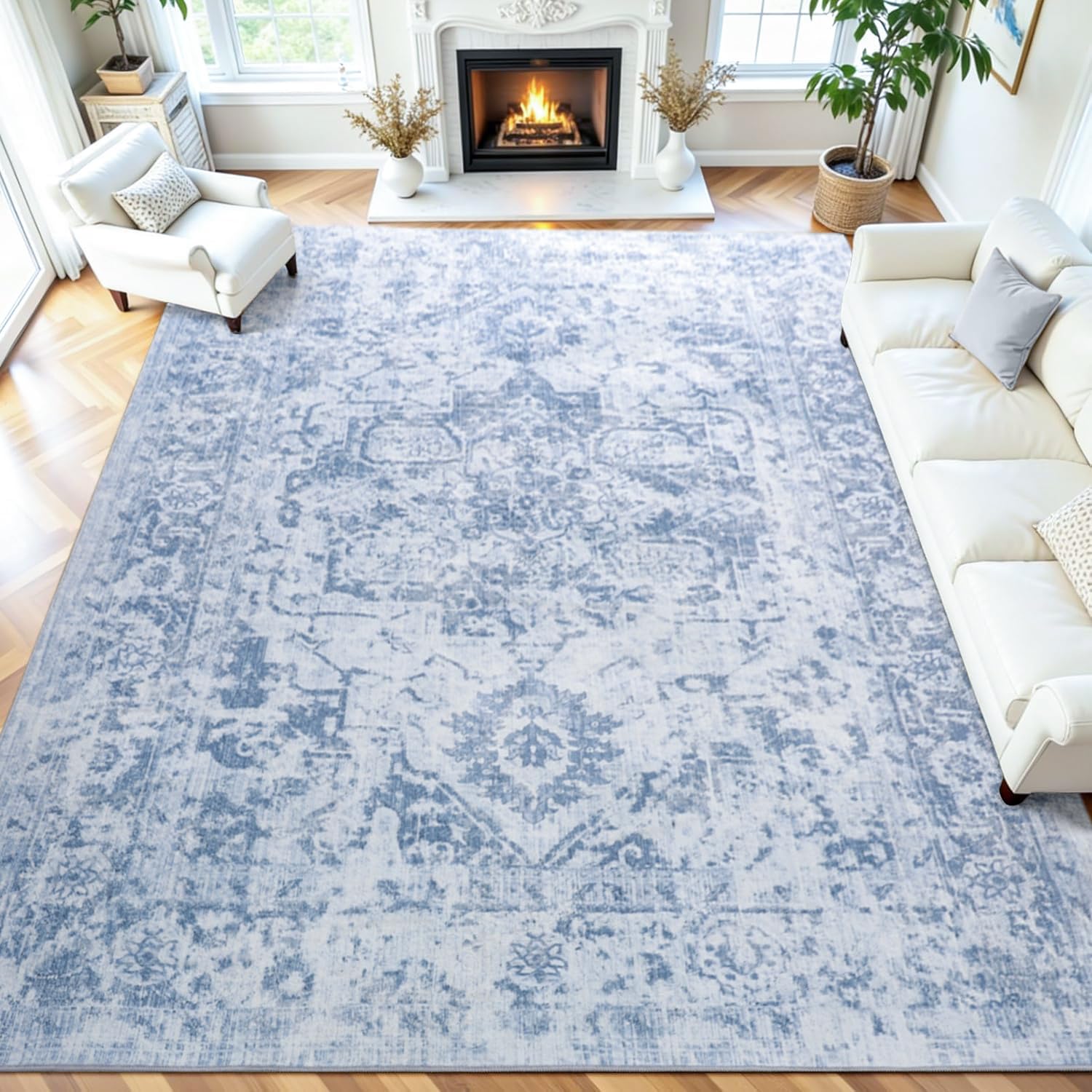 Iplusmall 5x7 Area Rugs for Living Room, Soft Washable Rug Non-Slip & Stain Resistant, Low Pile Large Carpet for Bedroom Dining Room Kitchen Farmhouse