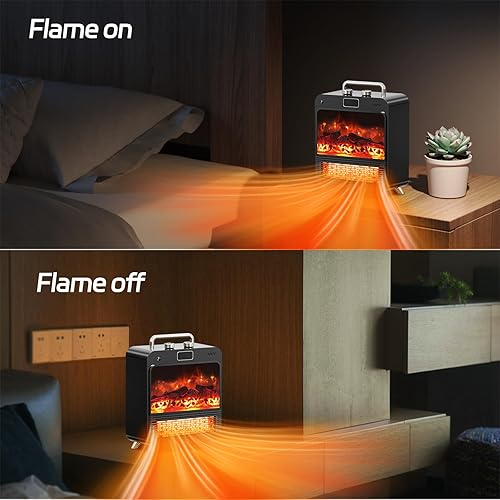 Miniatura 7 de Calentador de chimenea eléctrico, 3 en 1, calentadores de chimenea portátiles para uso en interiores, calentador de espacio de 7501500 W para