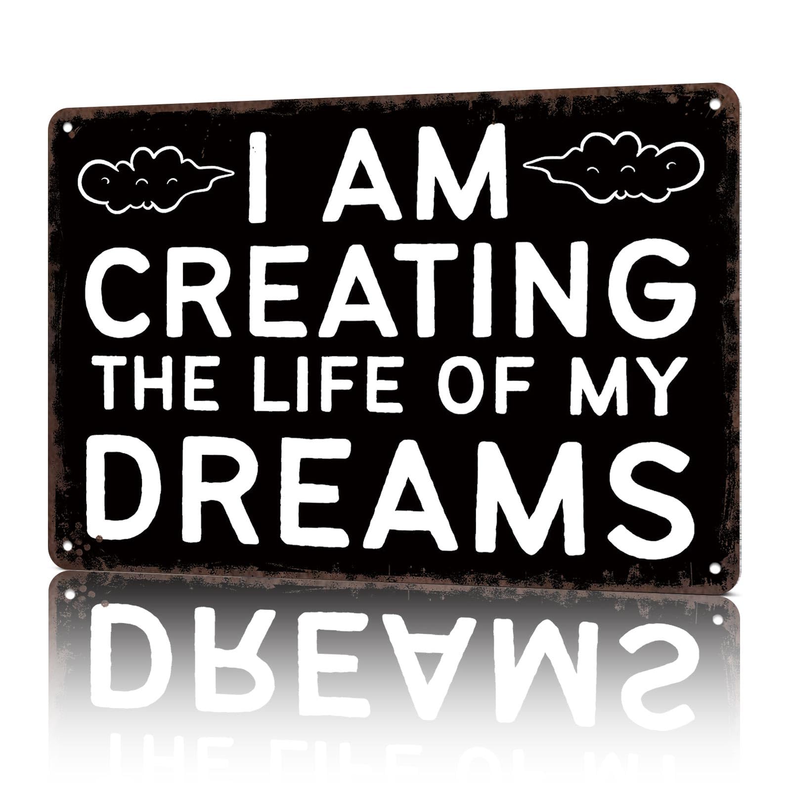 KWQDOZF Vintage Metal Signs Life Of Dreams Optimistic Funny Tin Sign Poster Wall Art For Home Room Bedroom Office Decor 8x12inch