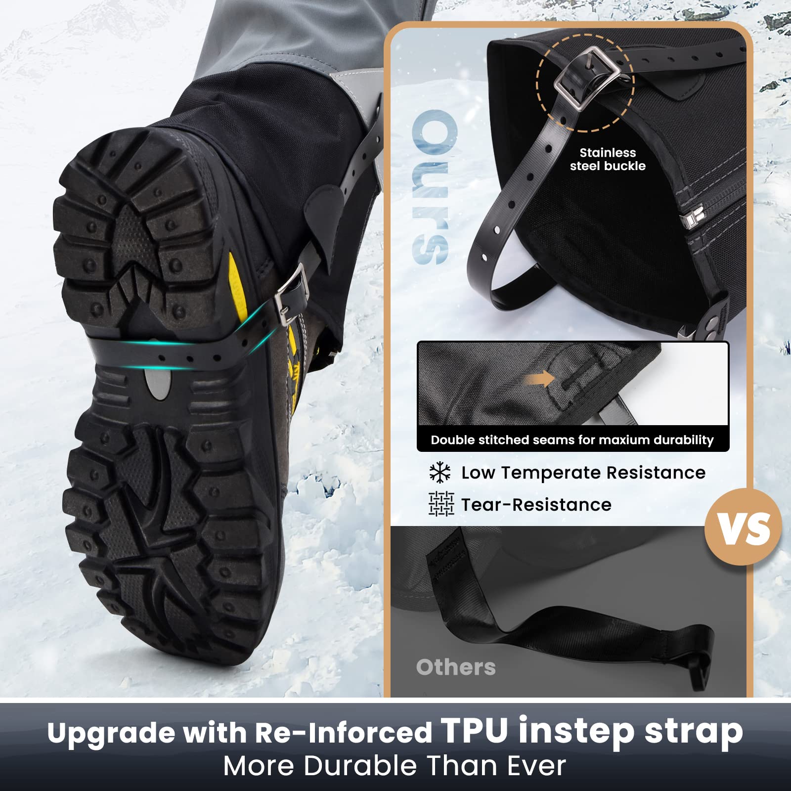 HIKENTURE Ghette per Escursionismo, Caccia, Bicicletta, Ghette da Uomo E Donna, Impermeabili, Ghette per La Protezione di Pantaloni E Scarpe da Neve, Pioggia, Insetti, Gaiters di Neve, Arrampicata