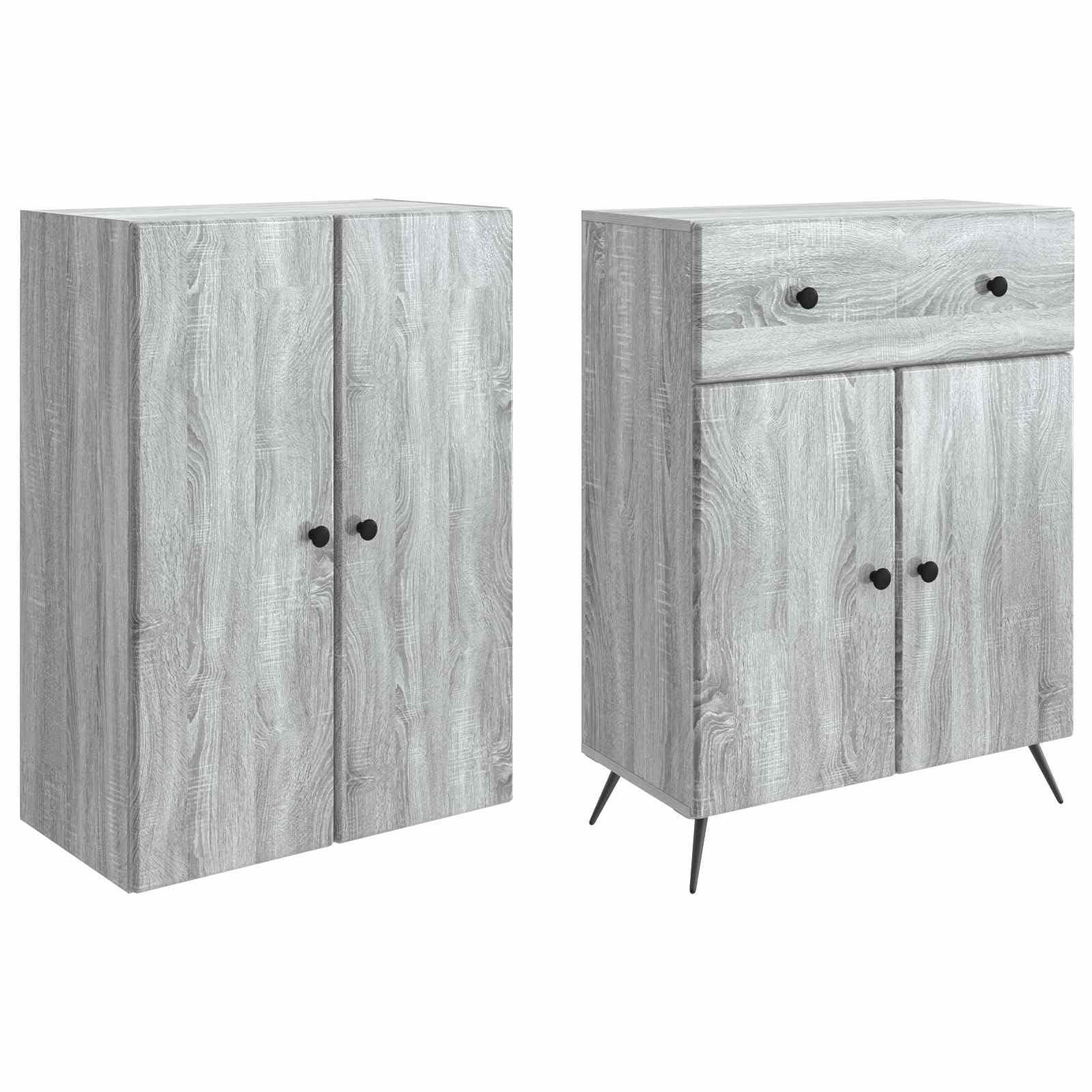 Meuble Rangement 2 Pcs Sonoma Gris avec Porte