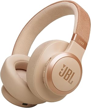 JBL Live 770NC - Wireless Over-Ear Headphones with True Adaptive Noise Cancelling with Smart Ambient, Up to 65 Hours of Battery Life, Comfort-fit Fabric Headband & Carrying Pouch Sandstone