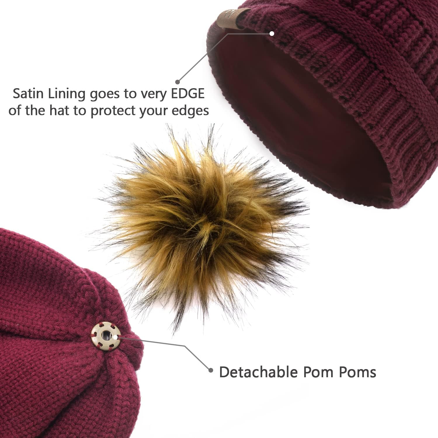 Beautifully Warm Women’s Curly Hair Winter Hat | Beanie Satin Lined Hats for Women - Image 4