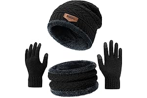 Warm Winter Gloves Set with Beanie Scarf Gifts