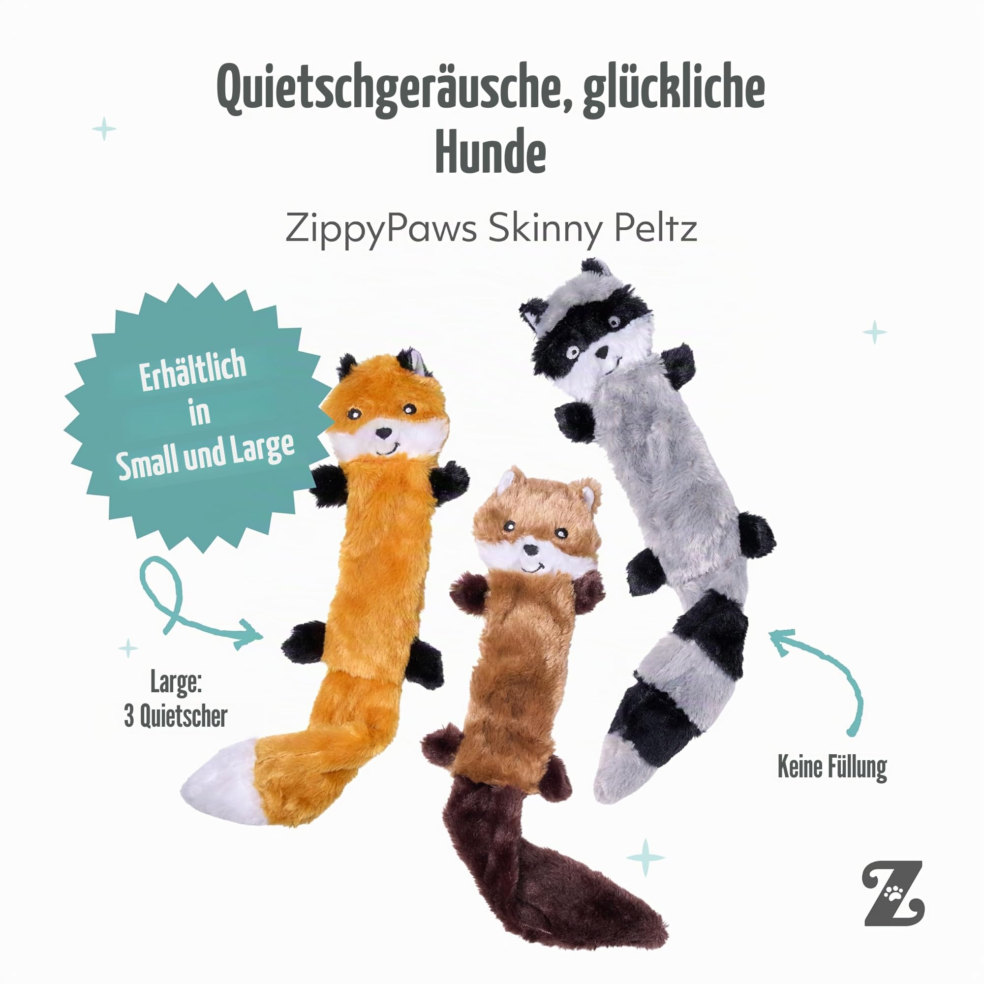 ZippyPaws Skinny Peltz – Groß (3er-Pack)