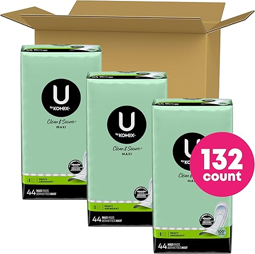 Miniatura 12 de U by Kotex Clean & Secure Maxi Pads, absorción regular, 192 unidades (4 paquetes de 48) (el embalaje puede variar)