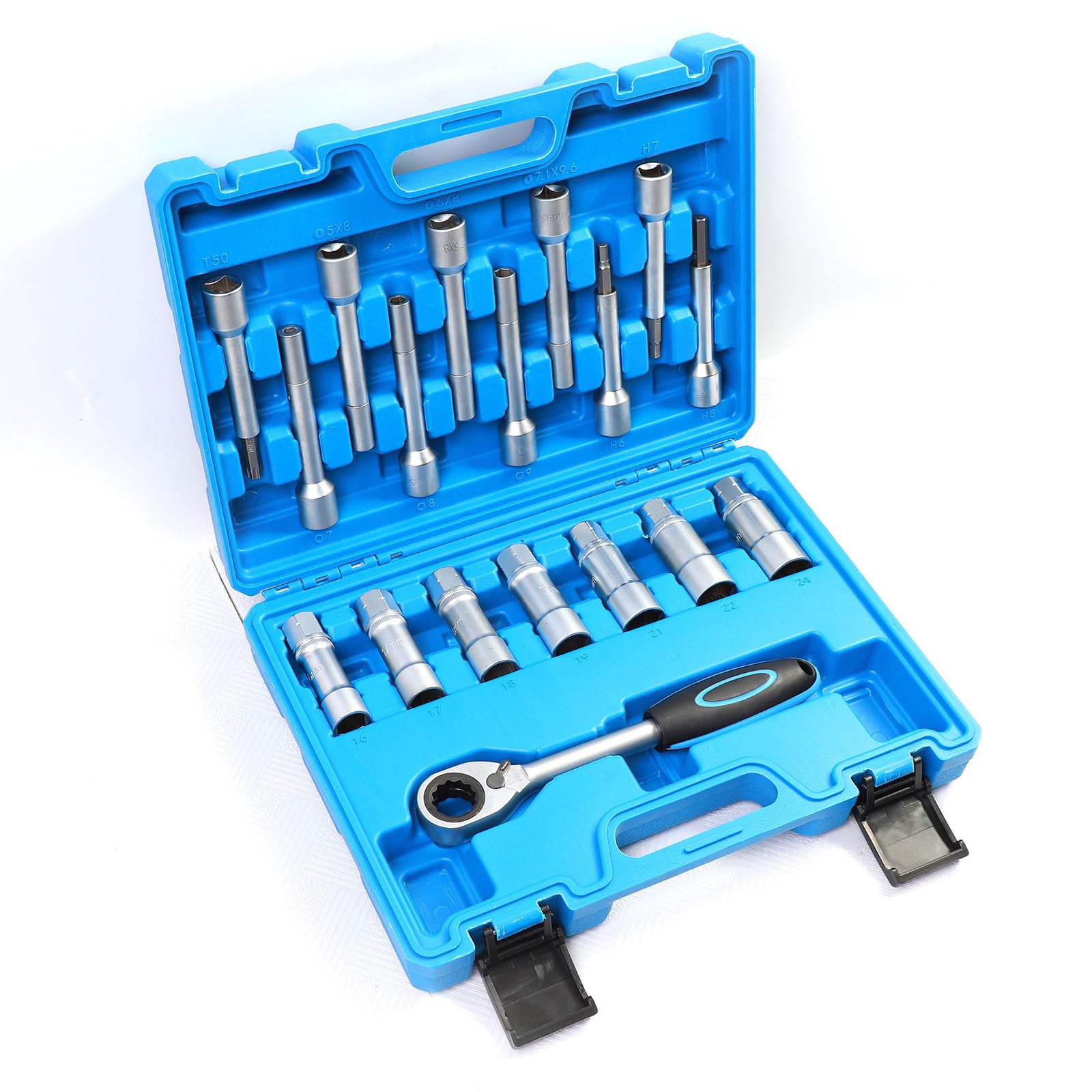 Bisenya 18 Pezzi Set di Chiave a Bussola per smontare ammortizzatori Kit Dado per Ammortizzatore Speciale 1/2' Drive Compatibile con i Veicoli più Comuni