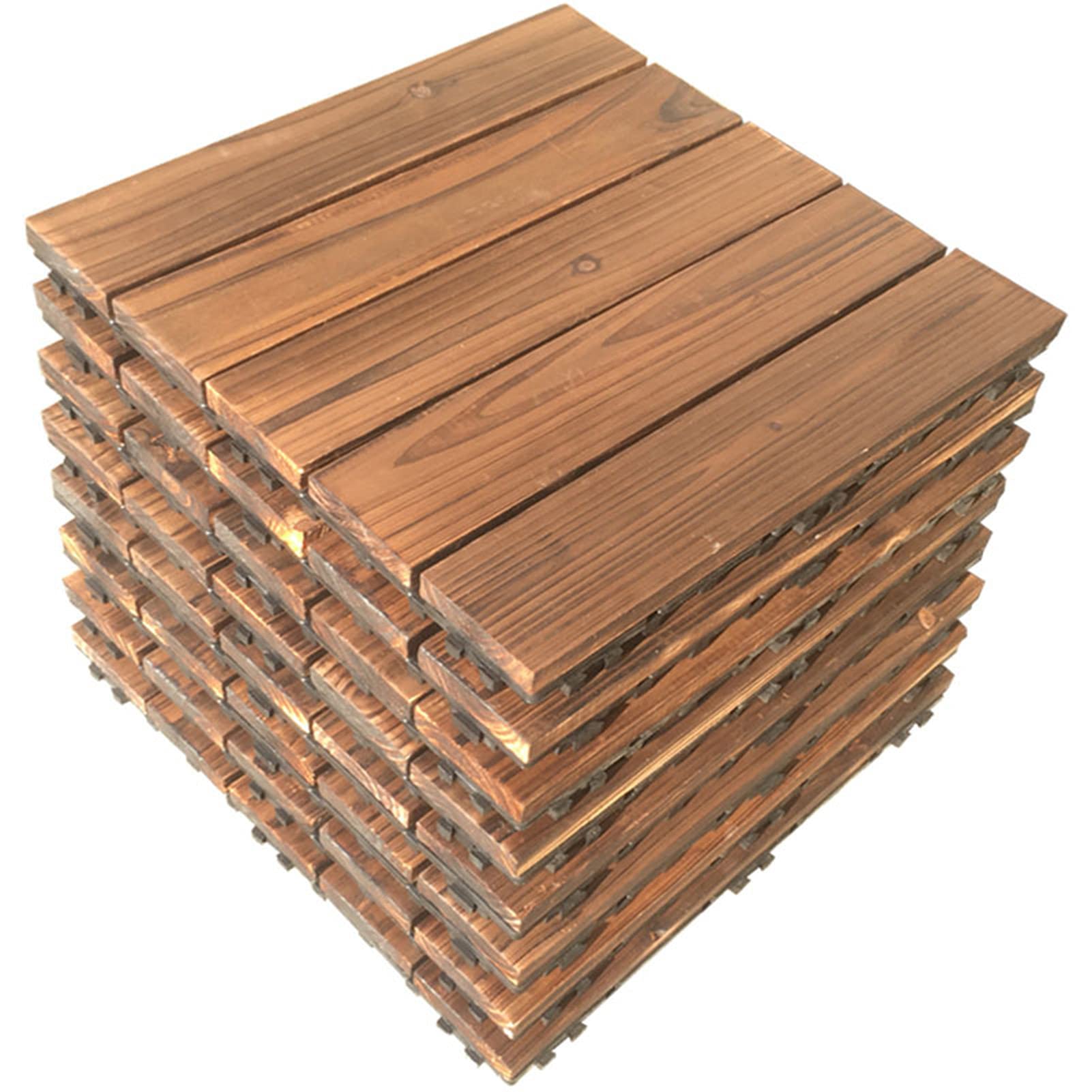 Tuile de plancher en bois solide emboîtable FHB pour terrasse et balcon (8 PCS)