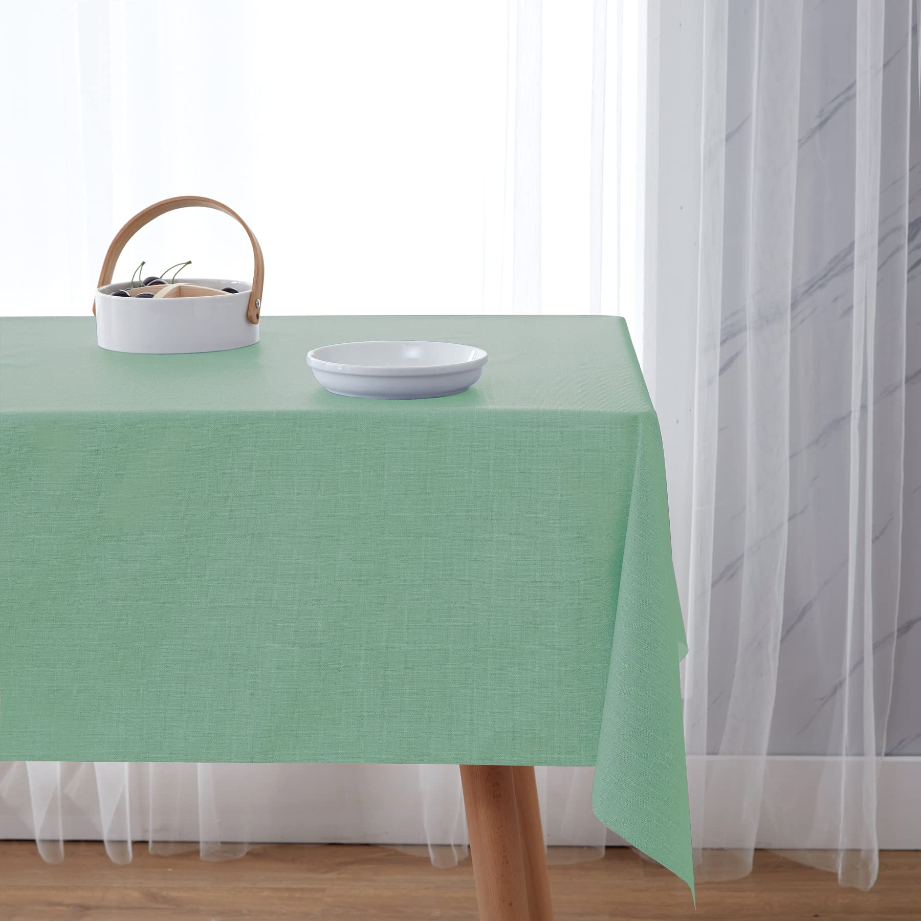 NLMUVW Nappe Carrée En Vinyle 100 % Imperméable, Résistante à L'huile Et Aux Déversements, En PVC, Facile à Nettoyer, Pour Cuisine, Salle à Manger, Pique-nique, Bleu, 122 X 122 Cm