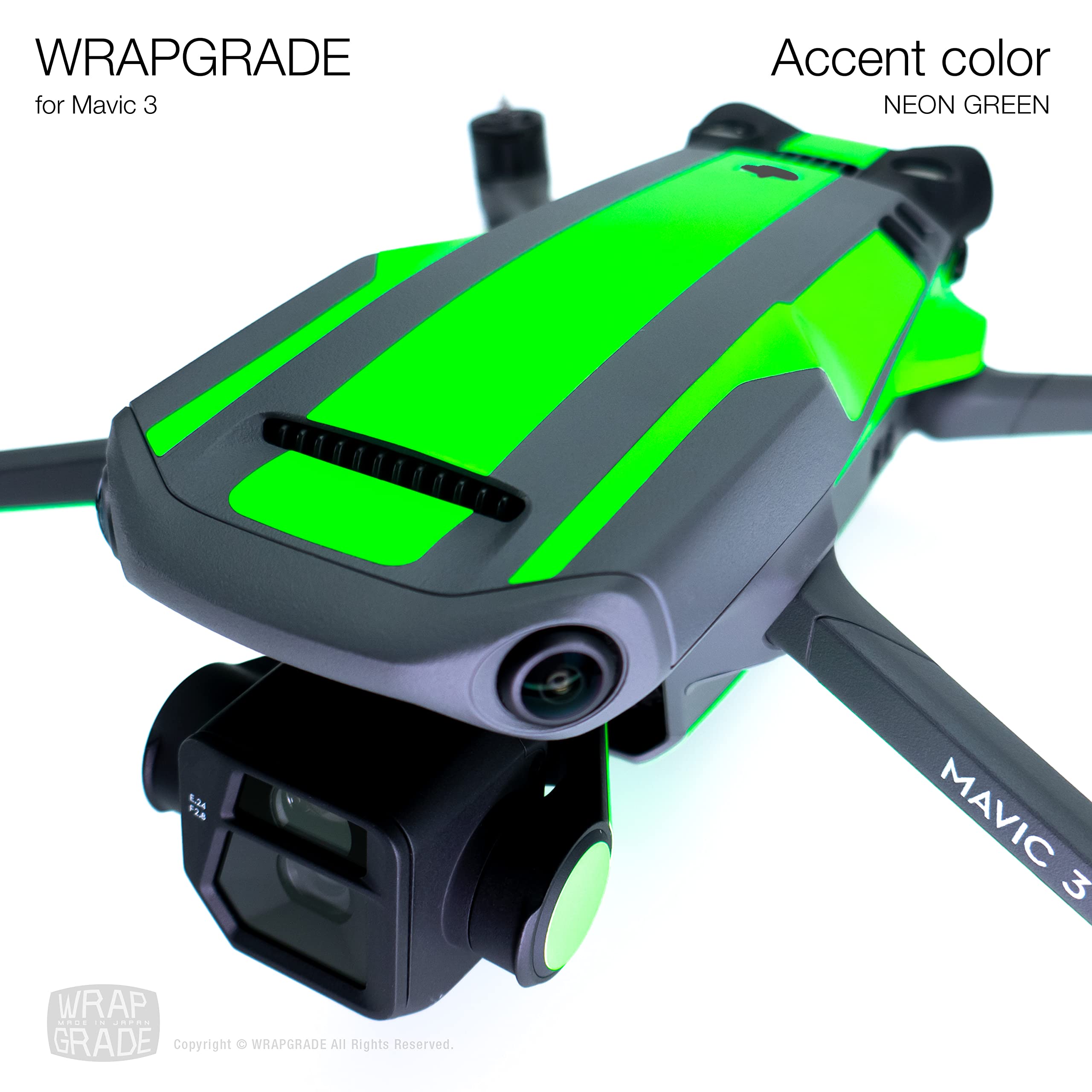 WRAPGRADE Skin Per DJI Mini 3 – Colore Accent NEON GREEN, Adesivi Protettivi 3M, Facili Da Applicare
