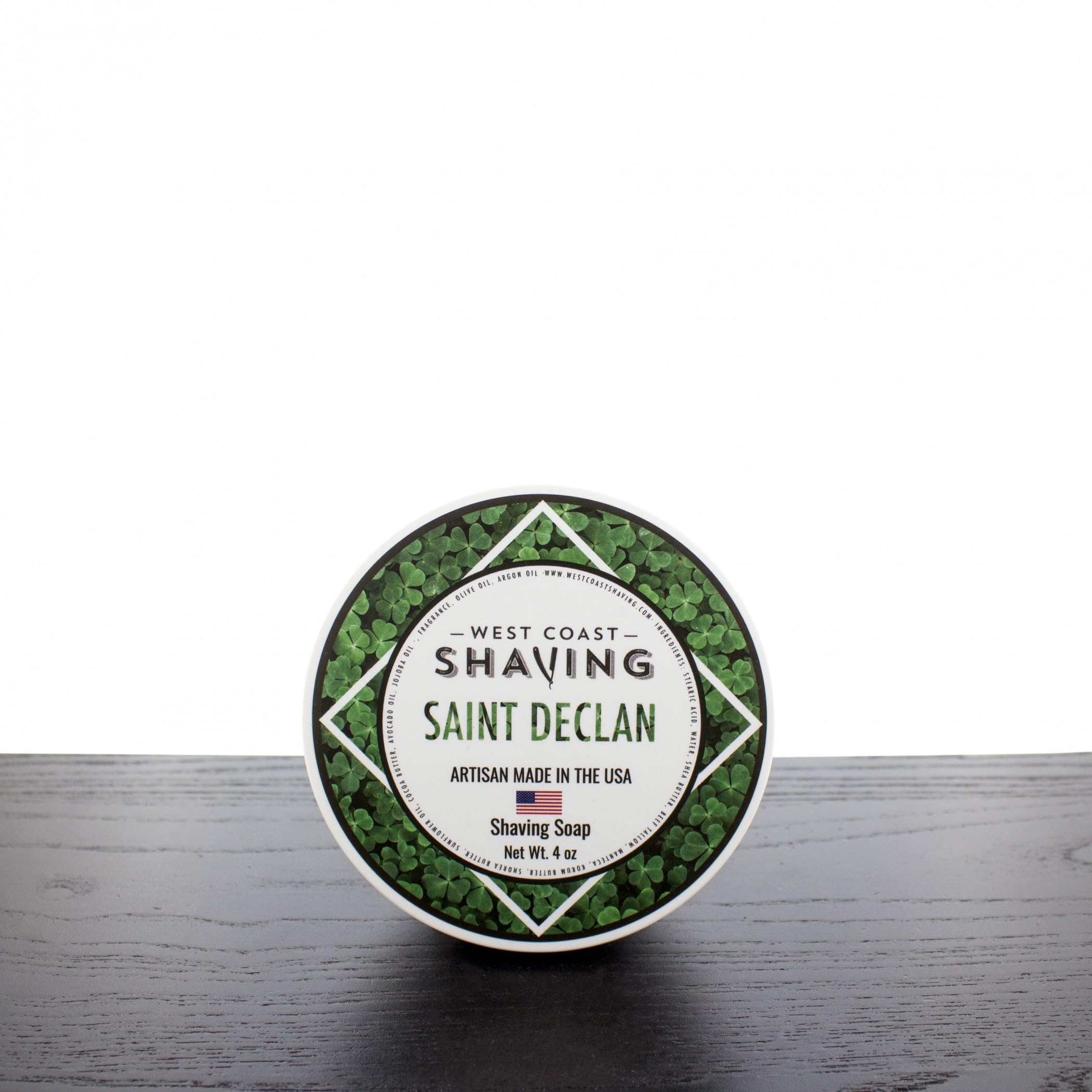 Saint Declan Shaving Soap, Clean aroma, Infused with butters and oils, 4oz.