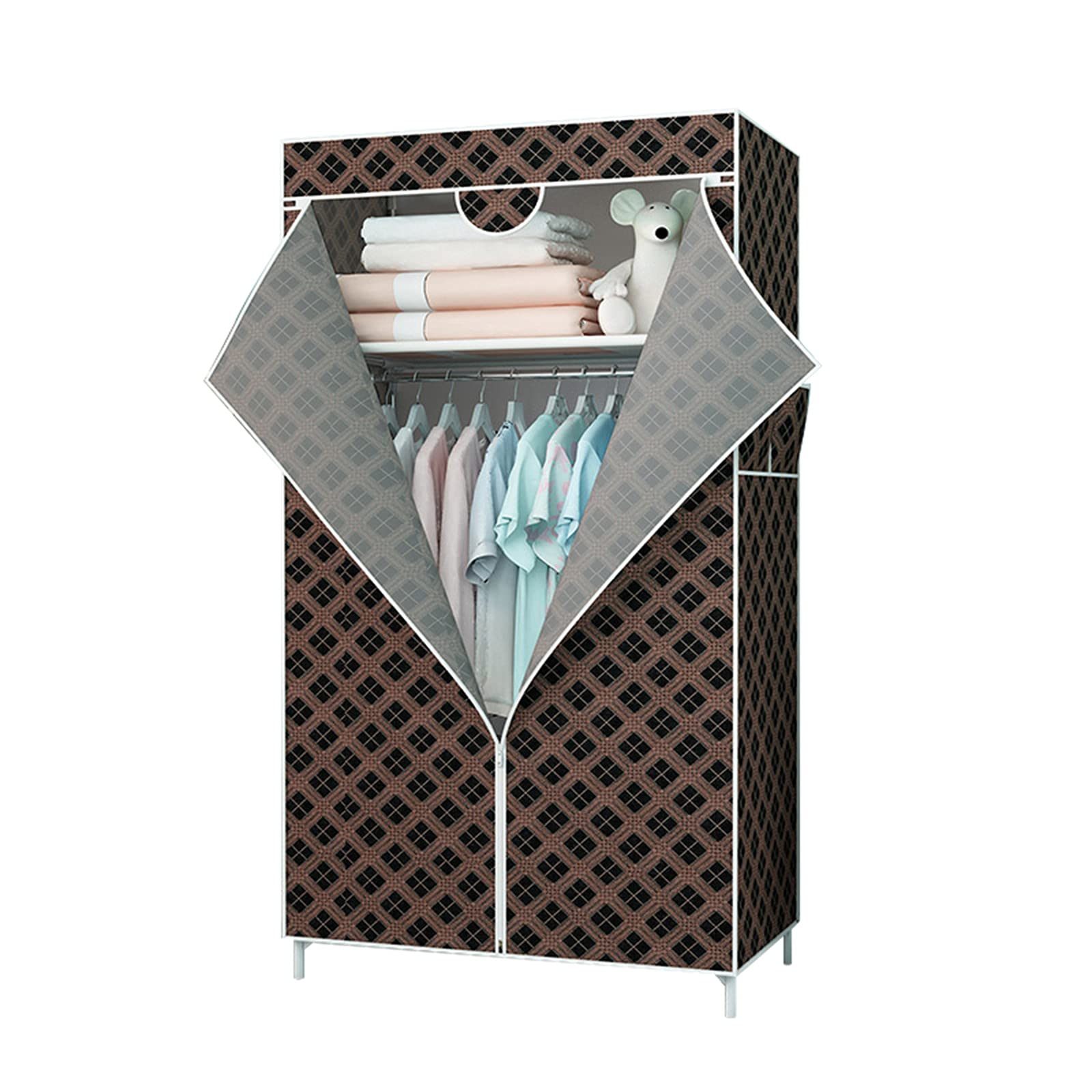 Armario Plegable De Lona, Riel para Colgar Ropa De Dormitorio Independiente Dormitorio De Condominio Organizador De Almacenamiento De Ropa Portátil con Bolsillos Laterales 155 * 43 * 70 CM