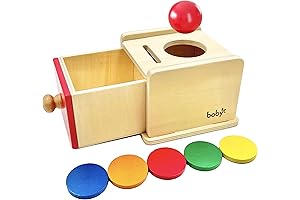 Dailyfunn Montessori Toys Coin&Ball 2-in-1 Drop Box Object Permanence Box for Infant...