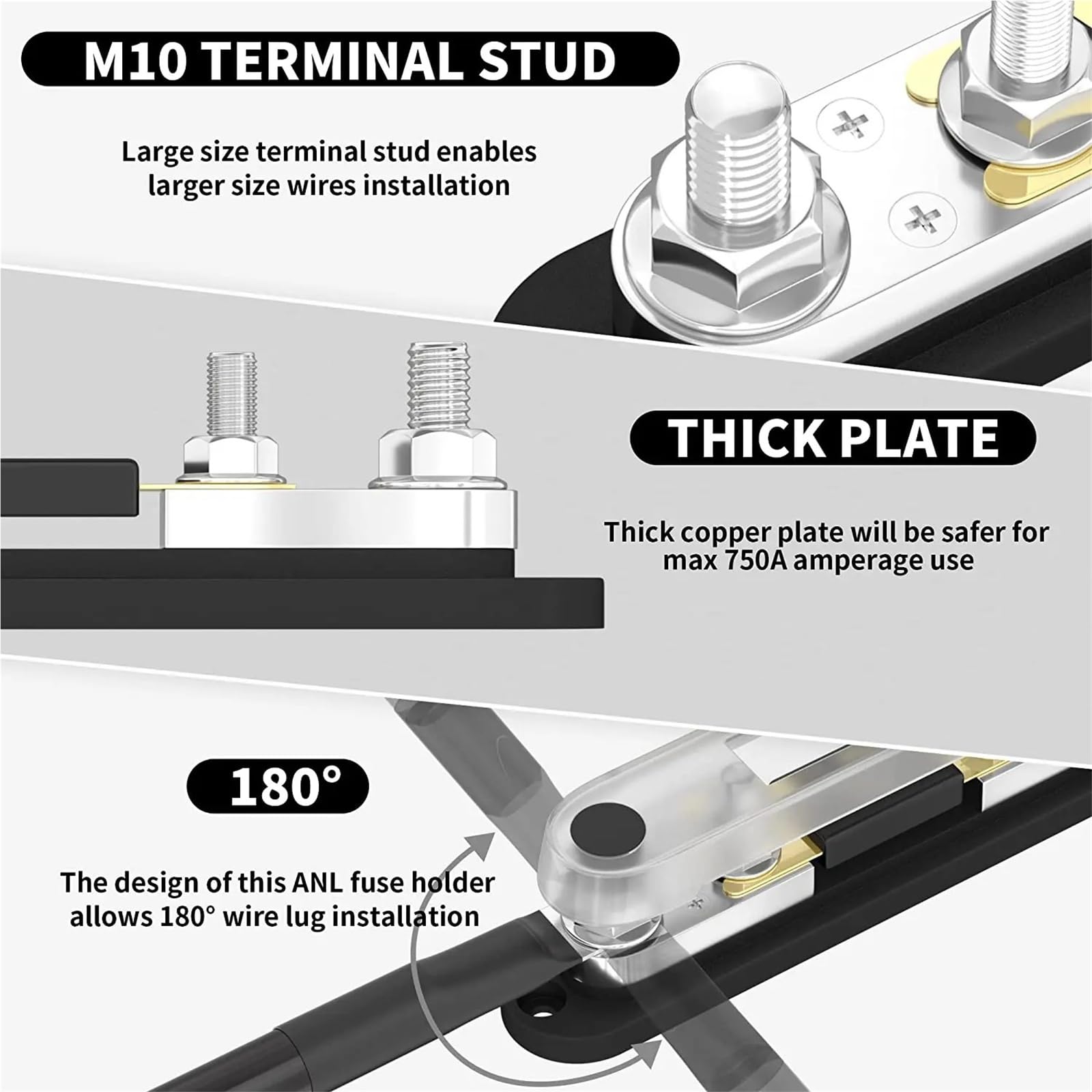 Sicherungshalter 30A - 300A 600A Bolt-on Sicherung Heavy Duty Auto Sicherungshalter Verriegelung M8 Bolzen Auto Sicherung Elektrischer Link Protectio 1 Stück (200 A)