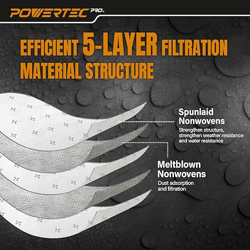 Miniatura 4 de POWERTEC PRO 496187 Bolsas de vacío prémium para polvo húmedo y polvo seco, 5 unidades, para extractor de polvo Festool CT 26, bolsas de filtro de