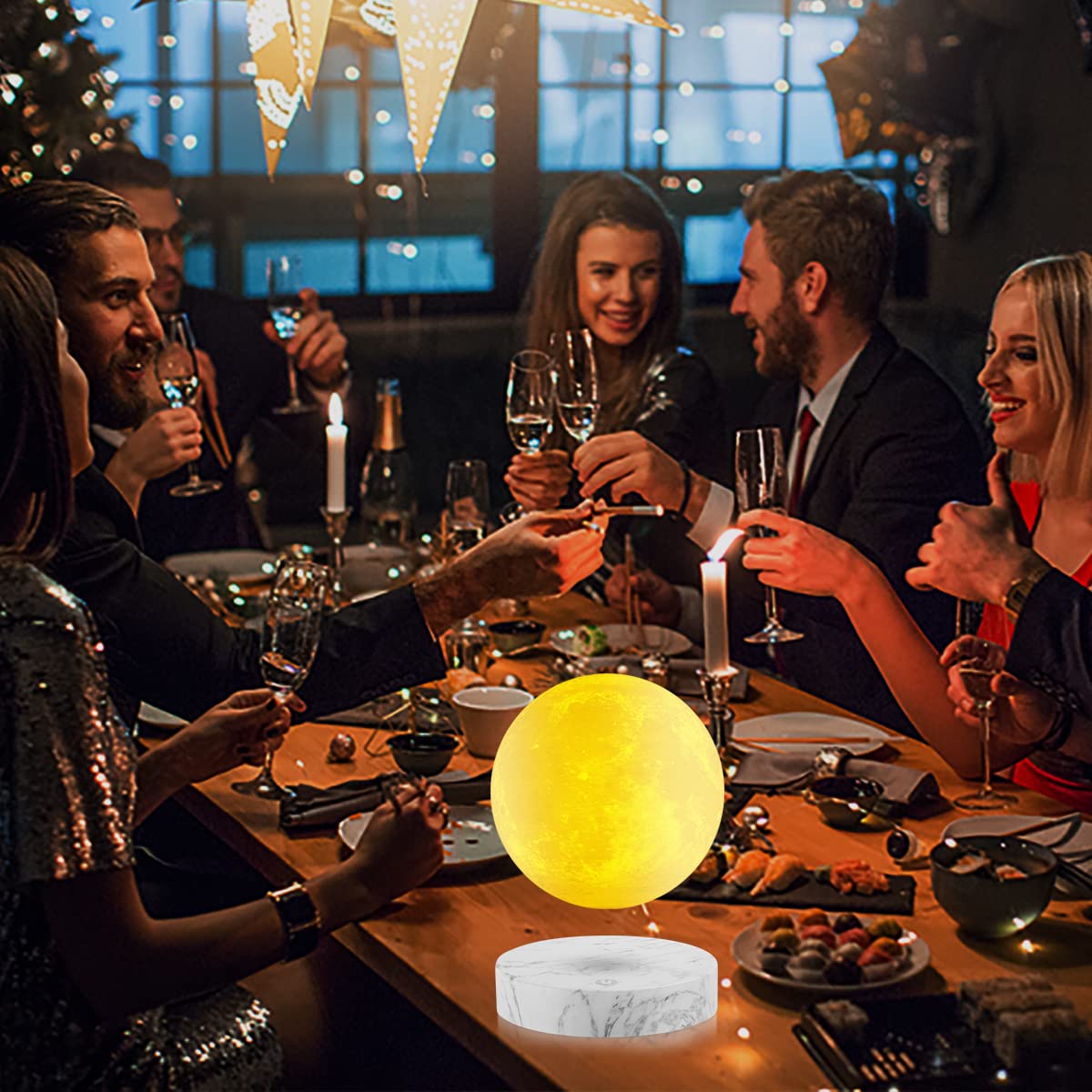 Zwevende Maanlamp Nachtlampje Drijvend En Draaiend 3D-printen LED-maanlamp Met Houten Voet En Magnetische Levitatie Maanlicht Met 3 Kleuren Voor Kantoor Home Bureau-decoratie (Color : B Zwevende Maanlamp Nachtlampje Drijvend En Draaiend 3D-printen LED-maanlamp Met Houten Voet En Magnetische Levitatie Maanlicht Met 3 Kleuren Voor Kantoor Home Bureau-decoratie (Color : B