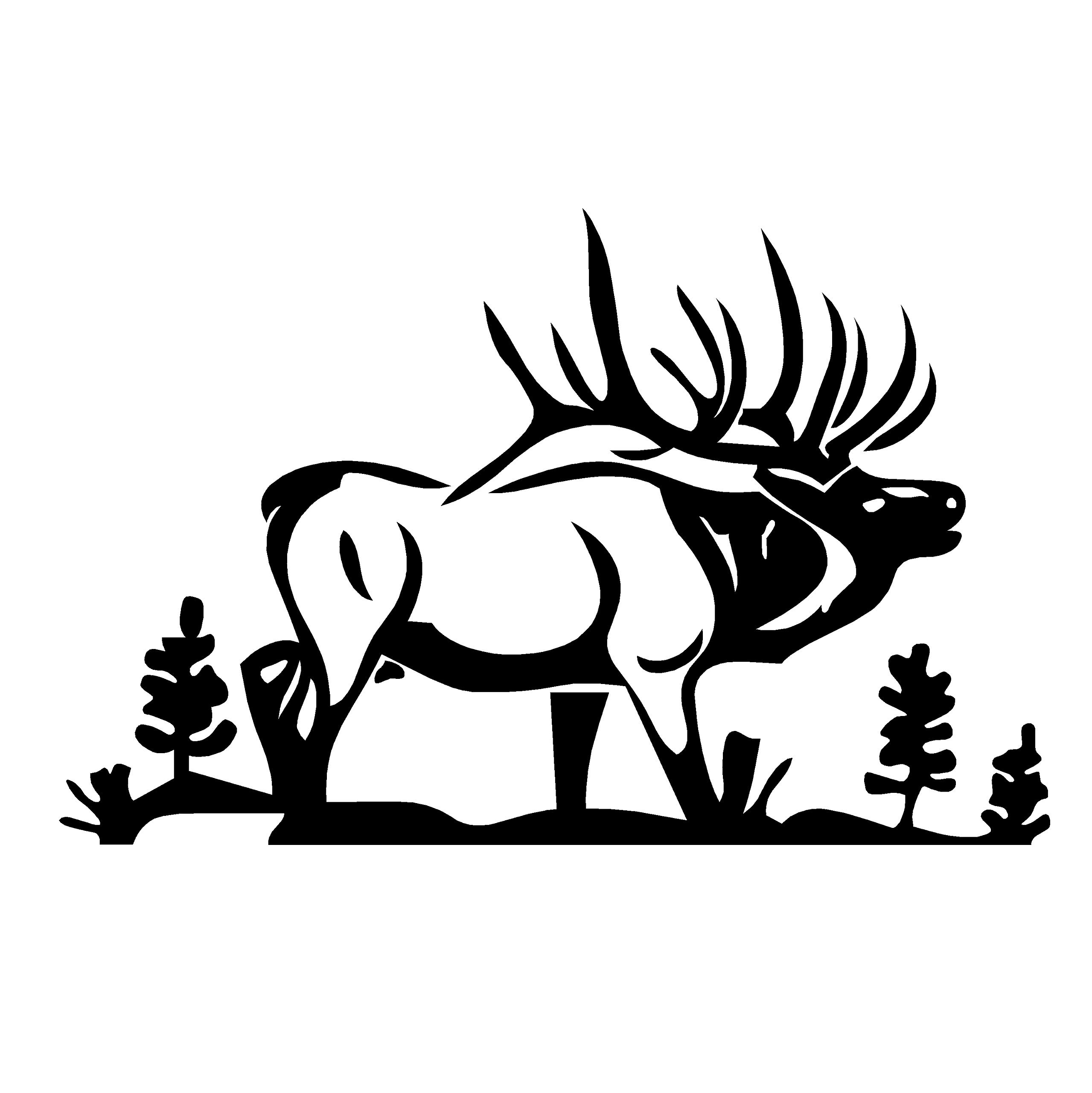Bull Elk with Back Ground Decal Bull elk Decal 1309 by Waterfowldecals (Medium, Black)
