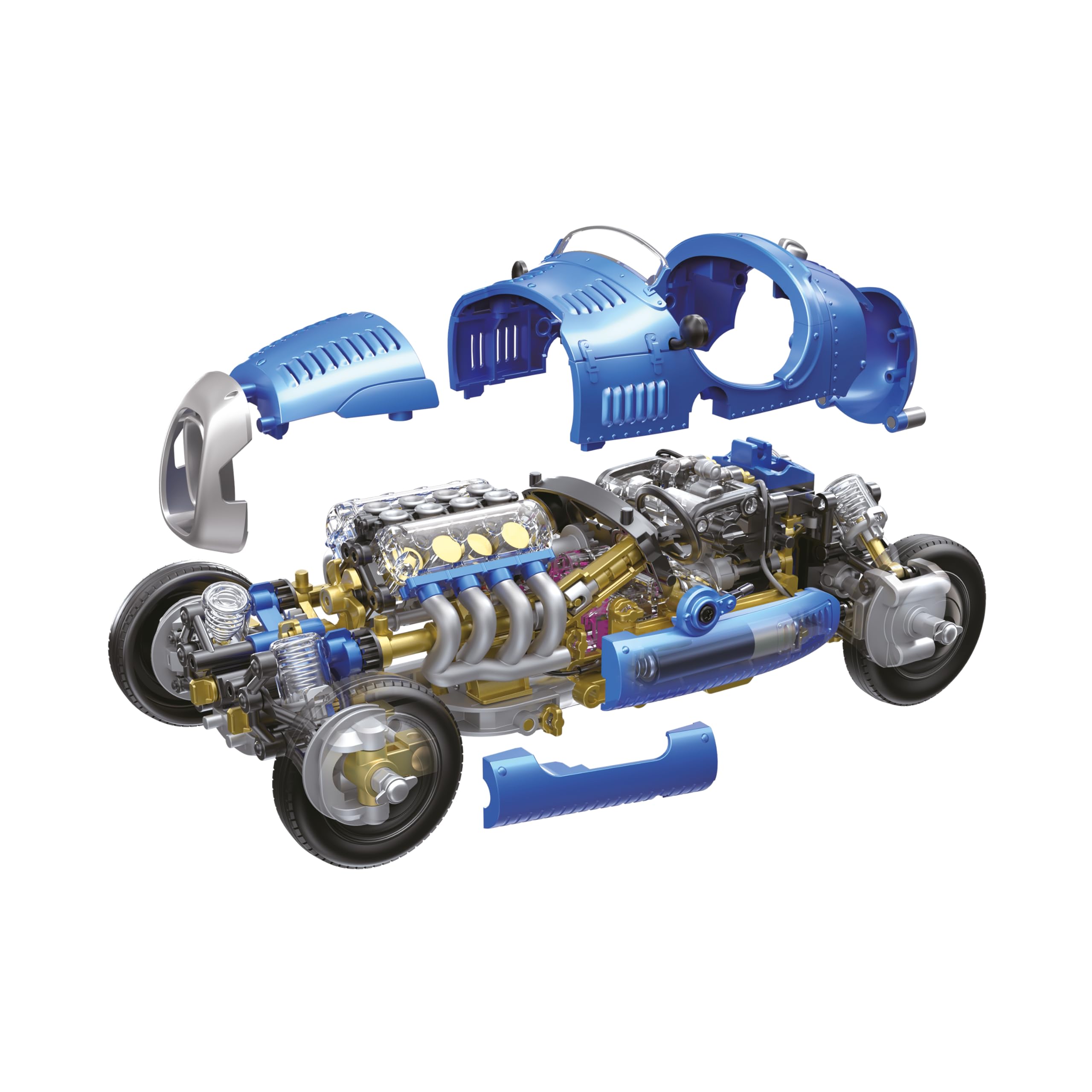 CONSTRUCT & CREATE Vintage Race Car DIY STEM Build Your Own Project Assembly Set | Science Based ABS Plastic Model Toy Kit for Adults and Children Aged 10+