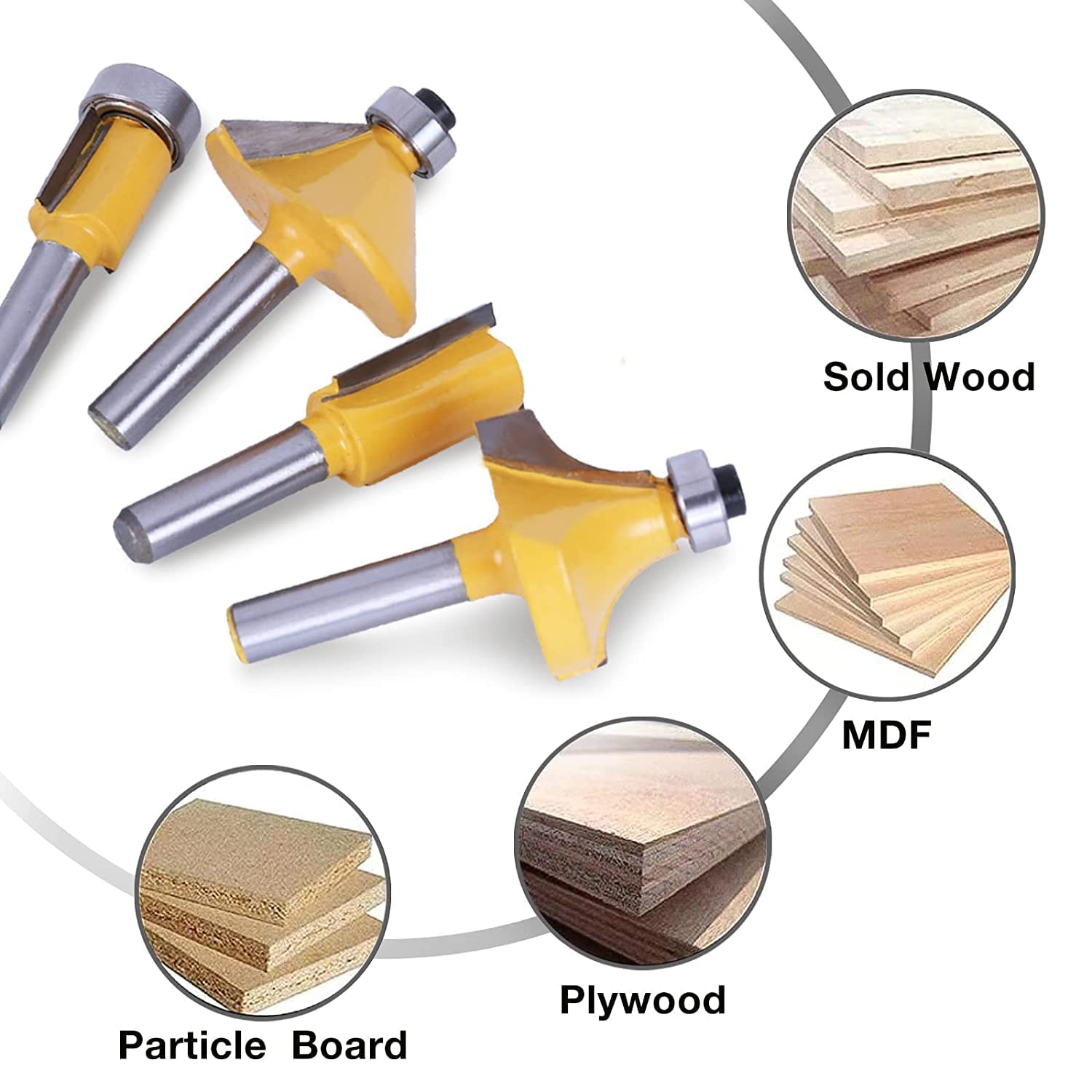 12 stücke 6mm Schaft Router Bit Set Holzbearbeitung Rand Trimmen Gerade Bündig Planfräser for Holz CNC Solide schneider(12pcs red)