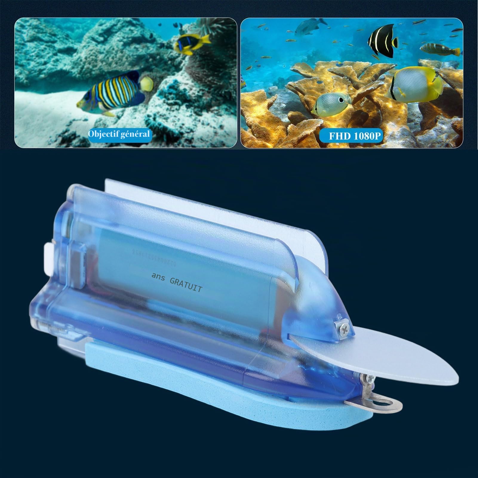 Caméra de Pêche sous-Marine, Caméra de Recherche de Poisson WiFi sans Fil avec Application, Intégrée 560 MAh, Image HD 1080p, Sondeur de Vision Nocturne pour Lac, Bateau, Pêche