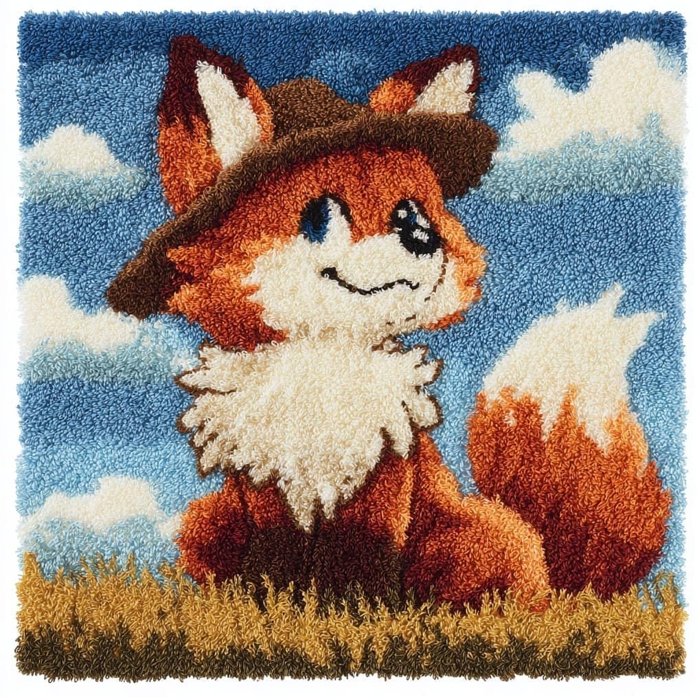 AxiangziK Latch Hook Pillow Kits with Yarn,Cute Fox