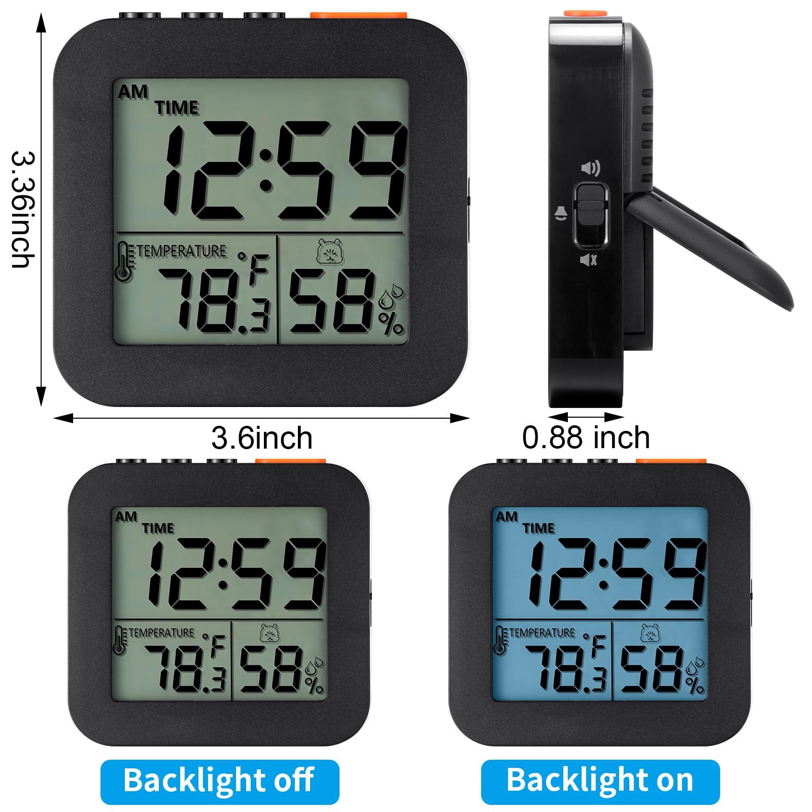 Loetere Cruise Travel Alarm Clock with Light Battery Operated Travel Clock Portable Travel Clock for Ship LCD Small Alarm Clock Folding Pocket Temperature Clock for Outdoor Bed Desk Table