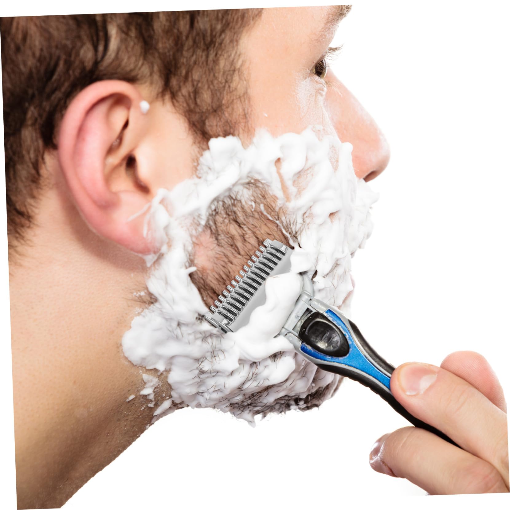 MERRYHAPY Testina Ricambio Rasoio Sicurezza in Lega Doppia Pettine in Metallo Solido Compatibile con Manici Standard per Barba Uomo e Donna Finitura Lucida Argento Resistente e Duratura