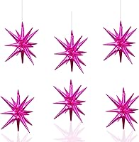 Vista 29 de 6 Globos de Papel de Aluminio con Forma de Estrella Negra de Una Pieza, Globo de Estrella de 14 Puntas 4D Cono Starburst de Mylar de 22 Pulgadas