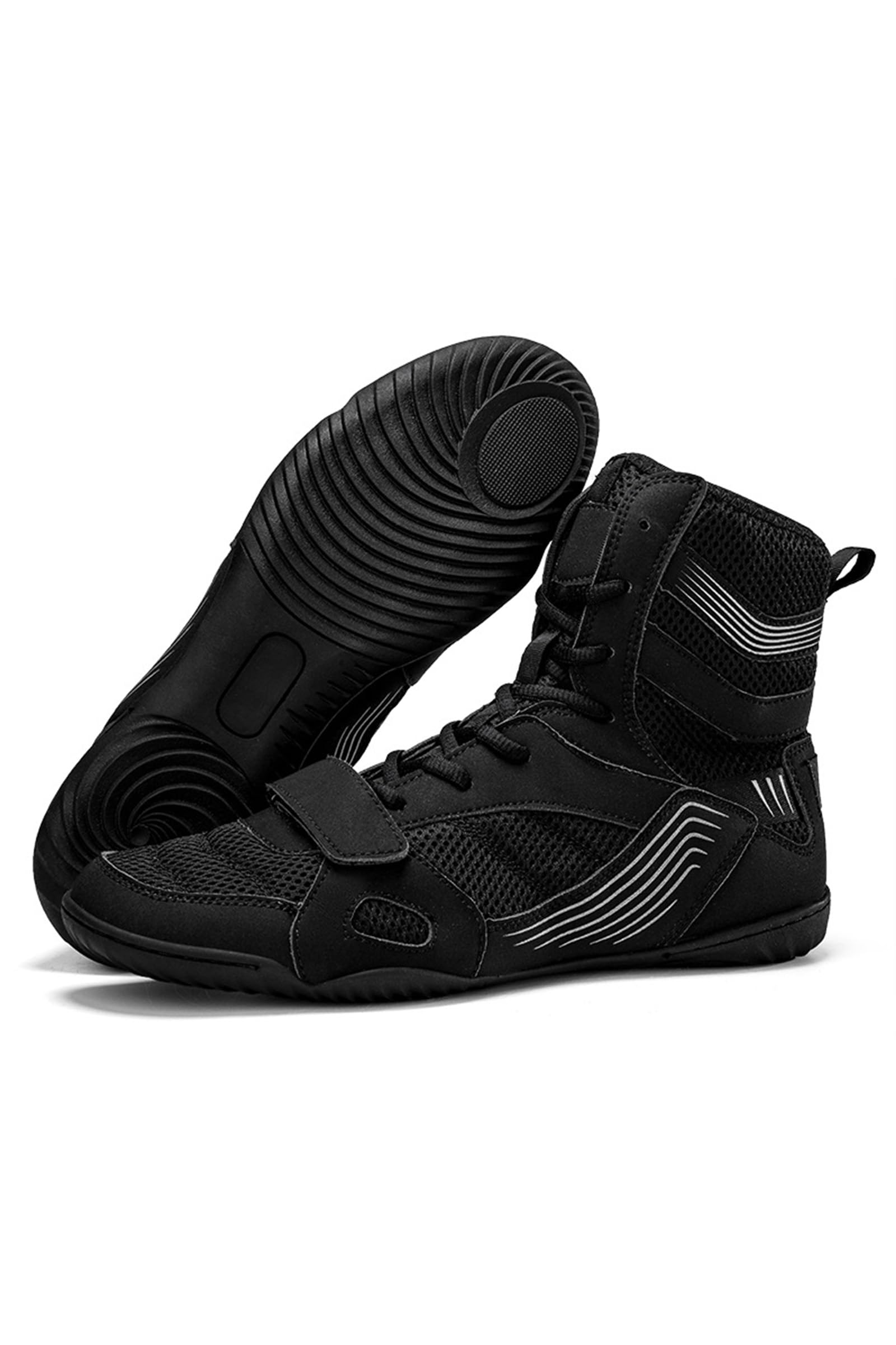 Kervaky Men's Wrestling Shoes Men's Boxing Shoes Training Shoes Lightweight and Breathable Weightlifting Shoes Fitness Shoes-Black-39