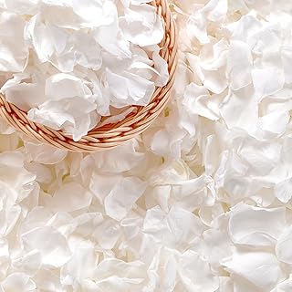 Eslibin 500+ PCS Real White Rose Petals, 4.57oz (130g) Preserved White F...