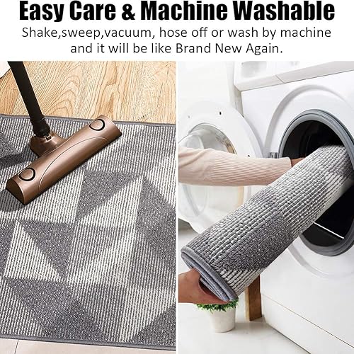 Vista 74 de Tapete para interiores de 32 x 48 pulgadas, tapete absorbente para puerta delantera y trasera, parte trasera de goma, antideslizante, atrapador