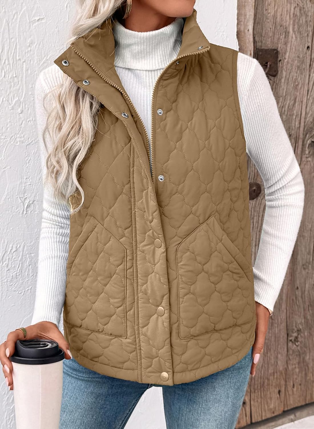 EVALESS Womens Puffer Vest Trendy Lightweight Quilted Jackets image 3