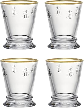 La Rochere Gold Rimmed Napoleon Bee Tumbler Set of 4 La Rochere Bee Glassware Sets Gold Rimmed Glassware 10 oz