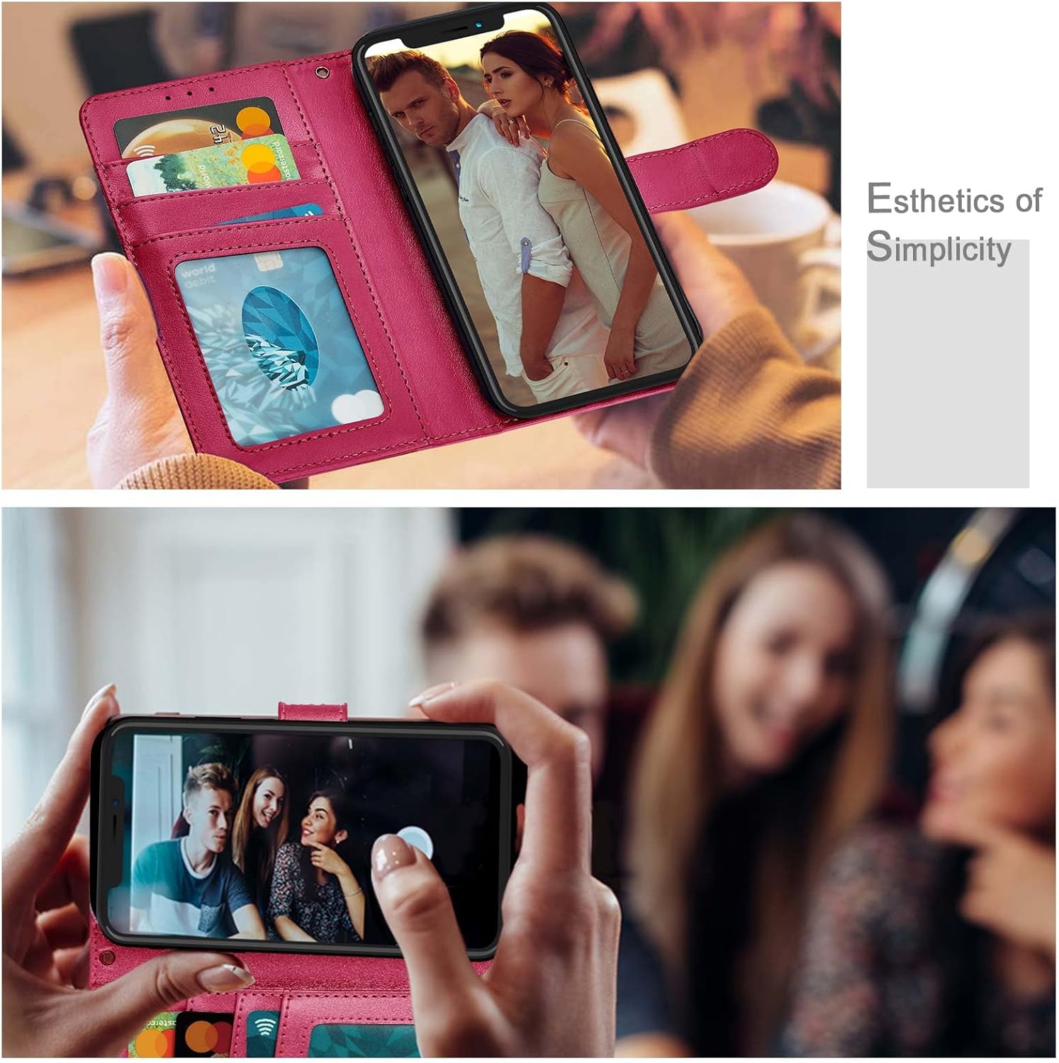 Wallet Case for iPhone 15,[RFID Blocking] 3 Card Holder with Credit Card Slot Magnetic Protective Flip Leather Cover for iPhone 15 (Red) - Image 6