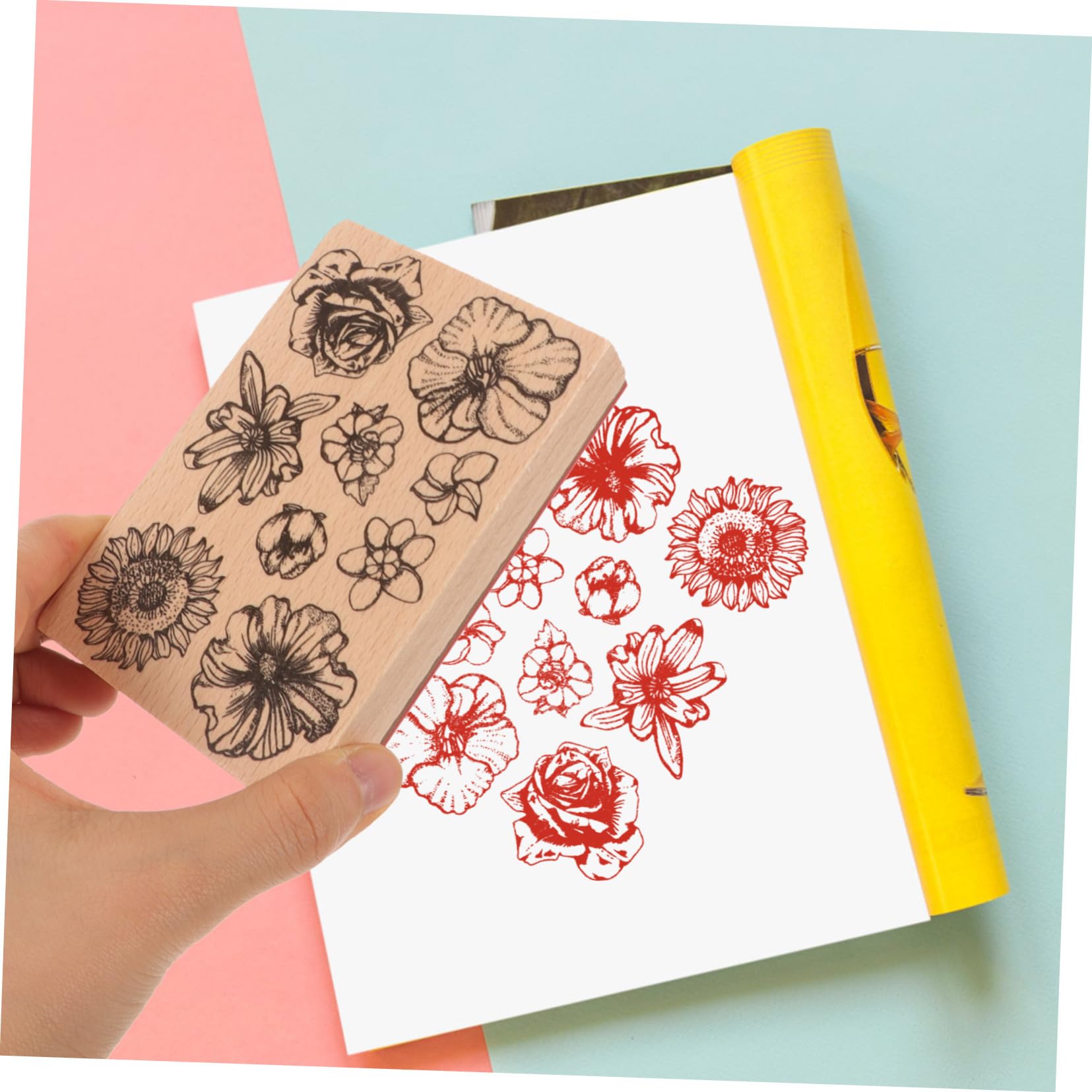 4pezzi Timbrini Decorativi per Scrapbooking e Timbri Floreali per e Te Design e Adulti
