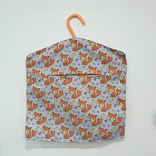 Handmade Cotton Peg Bag with Hanger/Peg Storage/Clothespin Bag/Socks bag/Wardrobe Storage/Over the Door Storage - FOXES AND FLOWERS