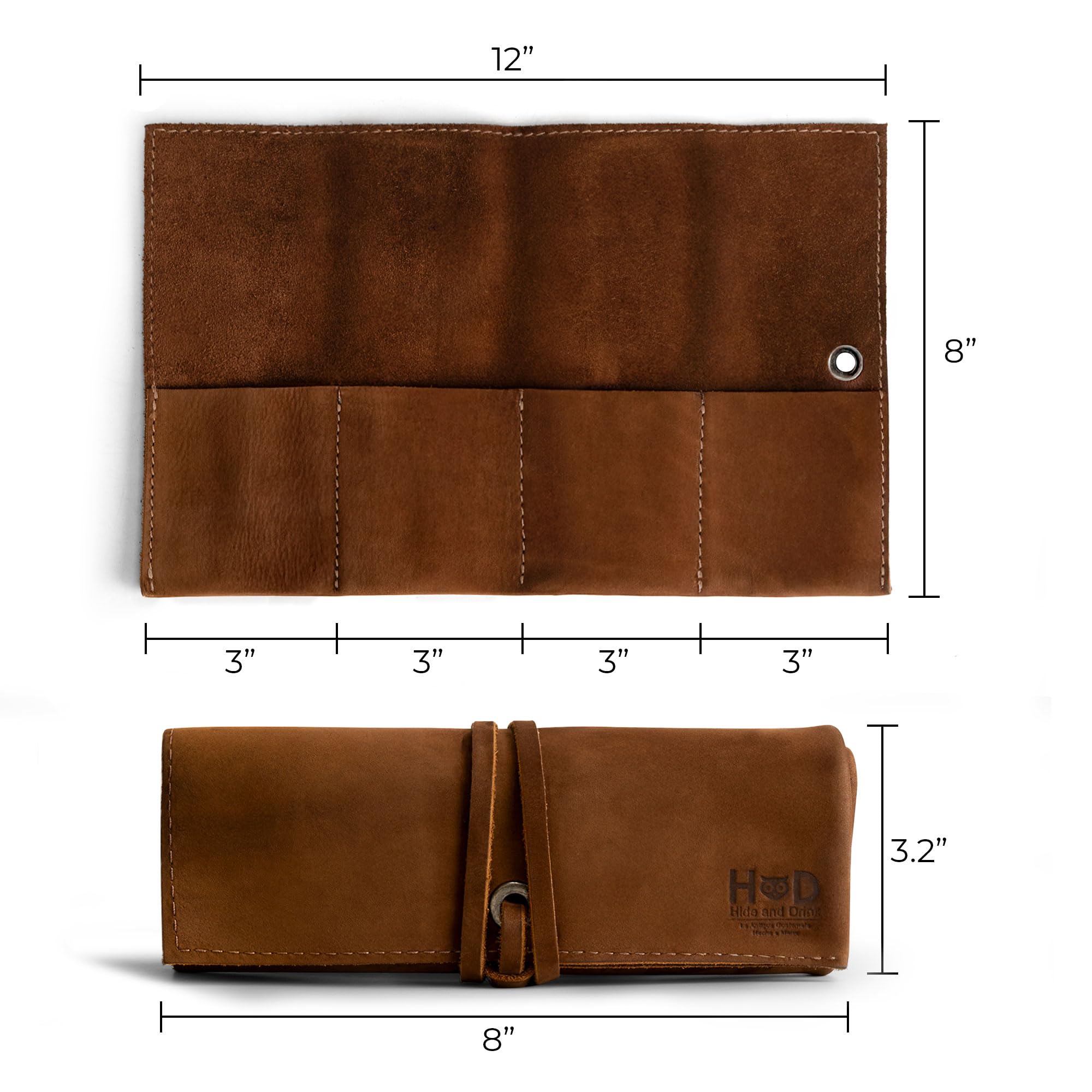 Hide & Drink Durable Leather Watch Roll Handmade by Swayze Suede