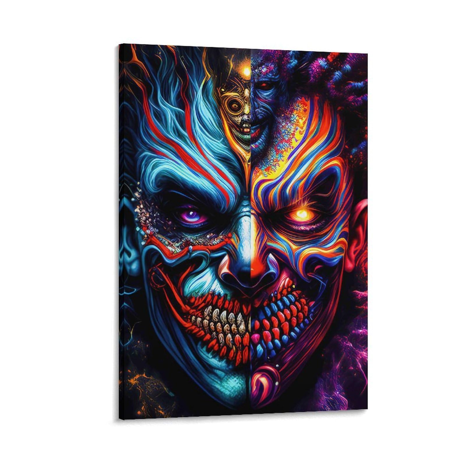 DHBANEIOK Dual Demon Face Wall Decor Poster Giclee Canvas Prints Modern Wall Art Picture Wall Hanging for Dining Room Kitchen Home Office Decor 20x30inch(50x75cm)