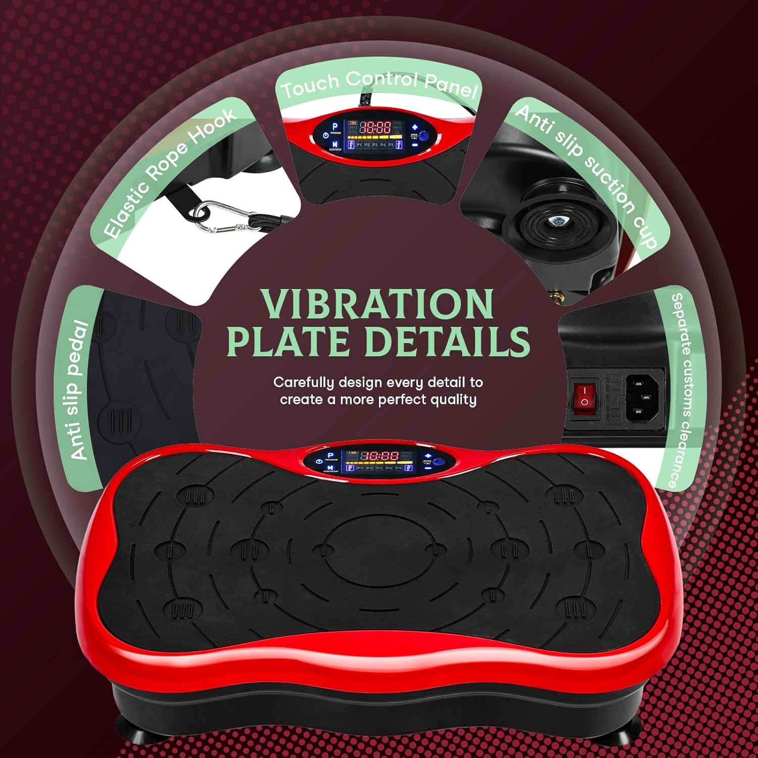 Home Vibration Plate for Lymphatic Drainage, Vibration Plate Exercise Machine with LED Screen Adjustable 99 Speed & 4 Mode - Vibration Plates for Workouts Max Bearing 300Lbs