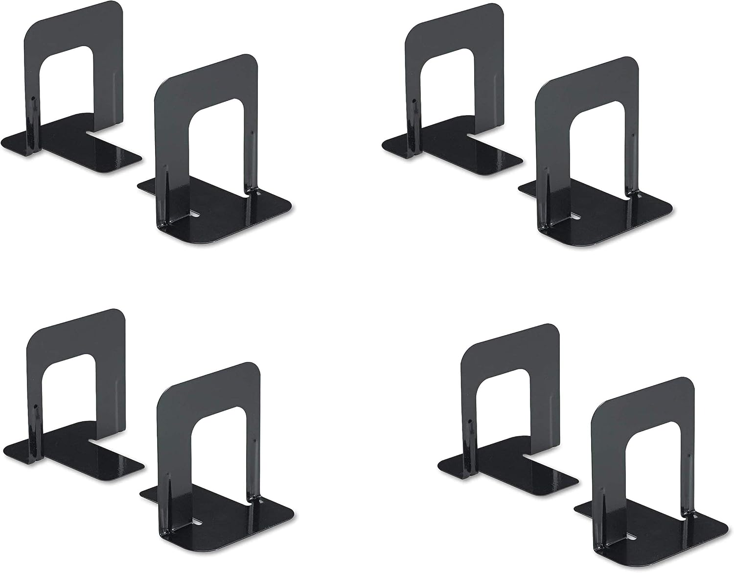 Innovera Universal Economy Bookends, Nonskid, 4 3/4 x 5 1/4 x 5 Inches, Heavy Gauge Steel, Black (54055) (4)