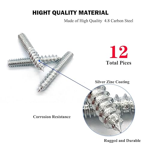 Miniatura 10 de Yoliko Paquete de 12 pernos negros de 516-18 x 3 pulgadas pernos de doble cabeza 516-18 pulgadas tornillos de clavija de madera 516 pernos de gancho