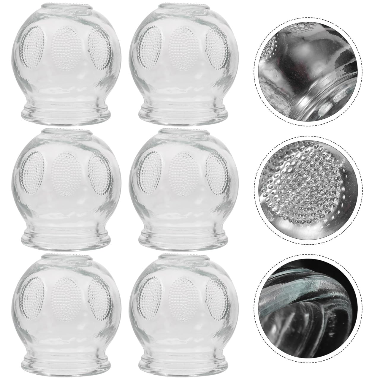 Healifty Ensemble De 6 Ventouses De Massage En Verre 2.36 X 1.89 Pouces Pour Thérapie Hijama Soulagement Musculaire Et