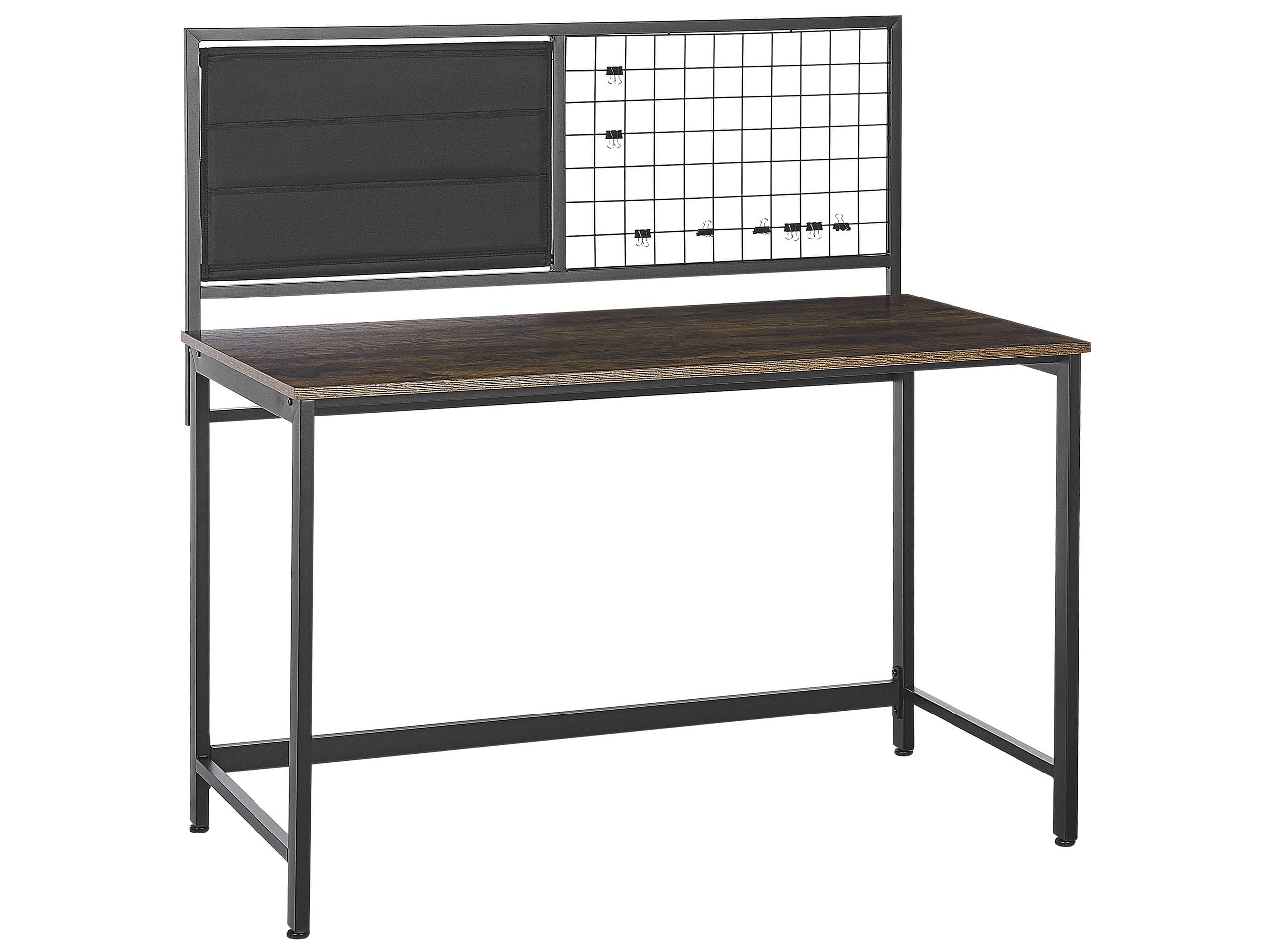 Beliani Scrivania compatta industriale smart working Effetto Legno Scuro con organizer